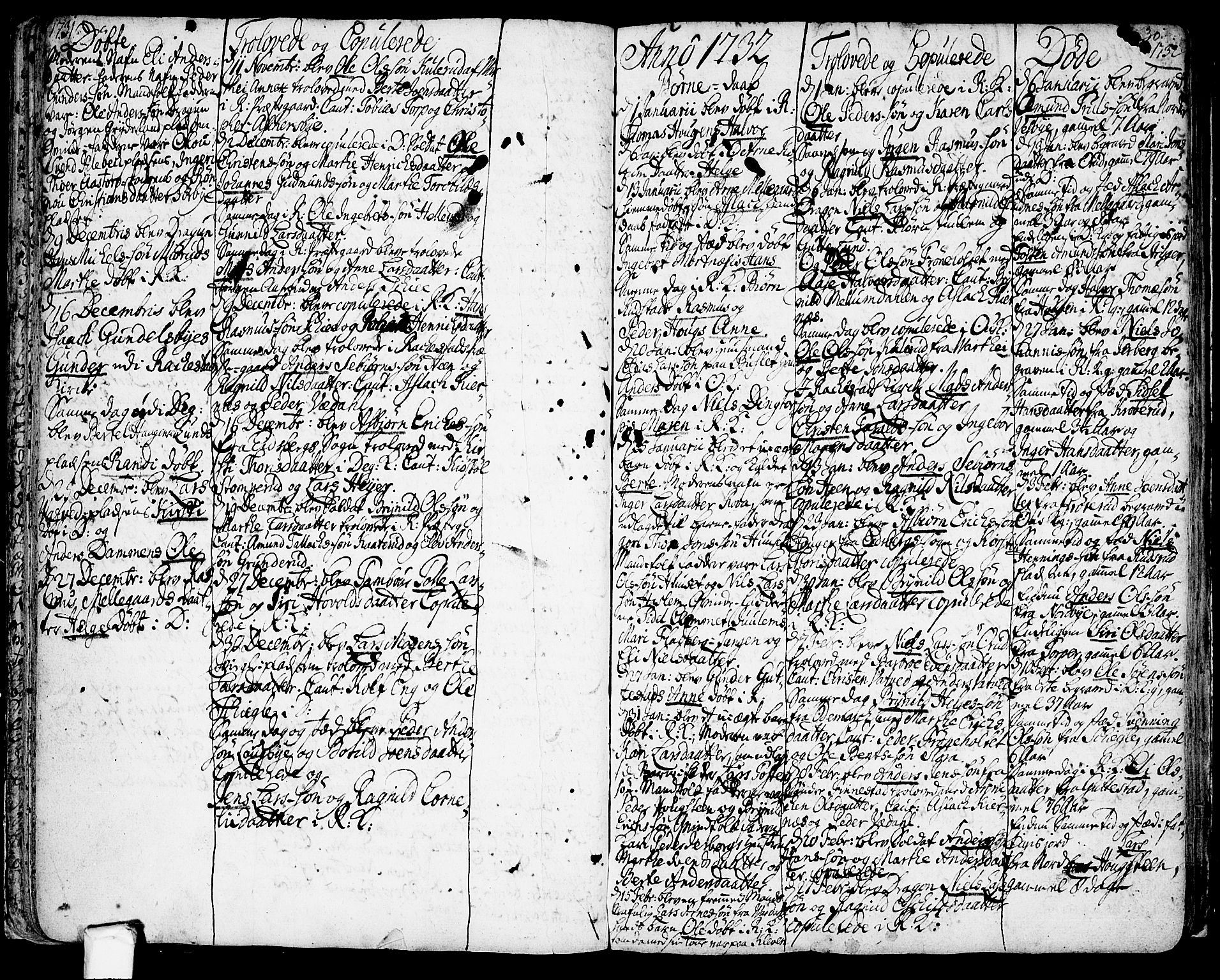 Rakkestad prestekontor Kirkebøker, AV/SAO-A-2008/F/Fa/L0001: Parish register (official) no. I 1, 1722-1740, p. 30