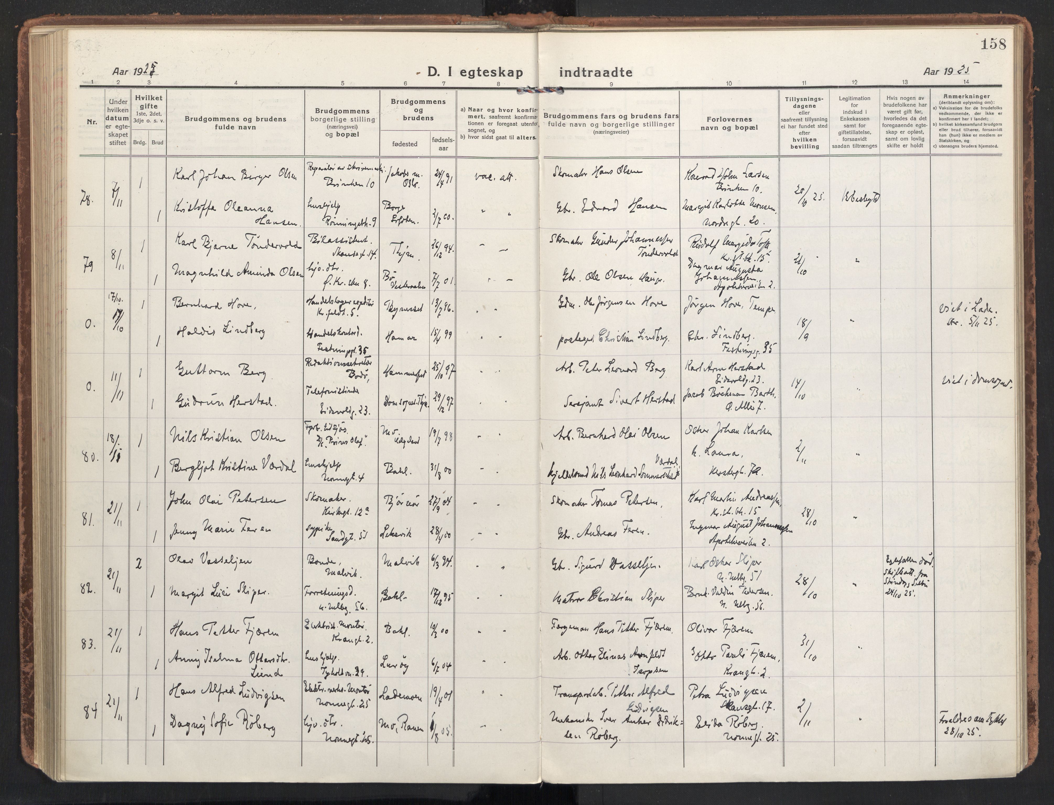 Ministerialprotokoller, klokkerbøker og fødselsregistre - Sør-Trøndelag, AV/SAT-A-1456/604/L0206: Parish register (official) no. 604A26, 1917-1931, p. 158