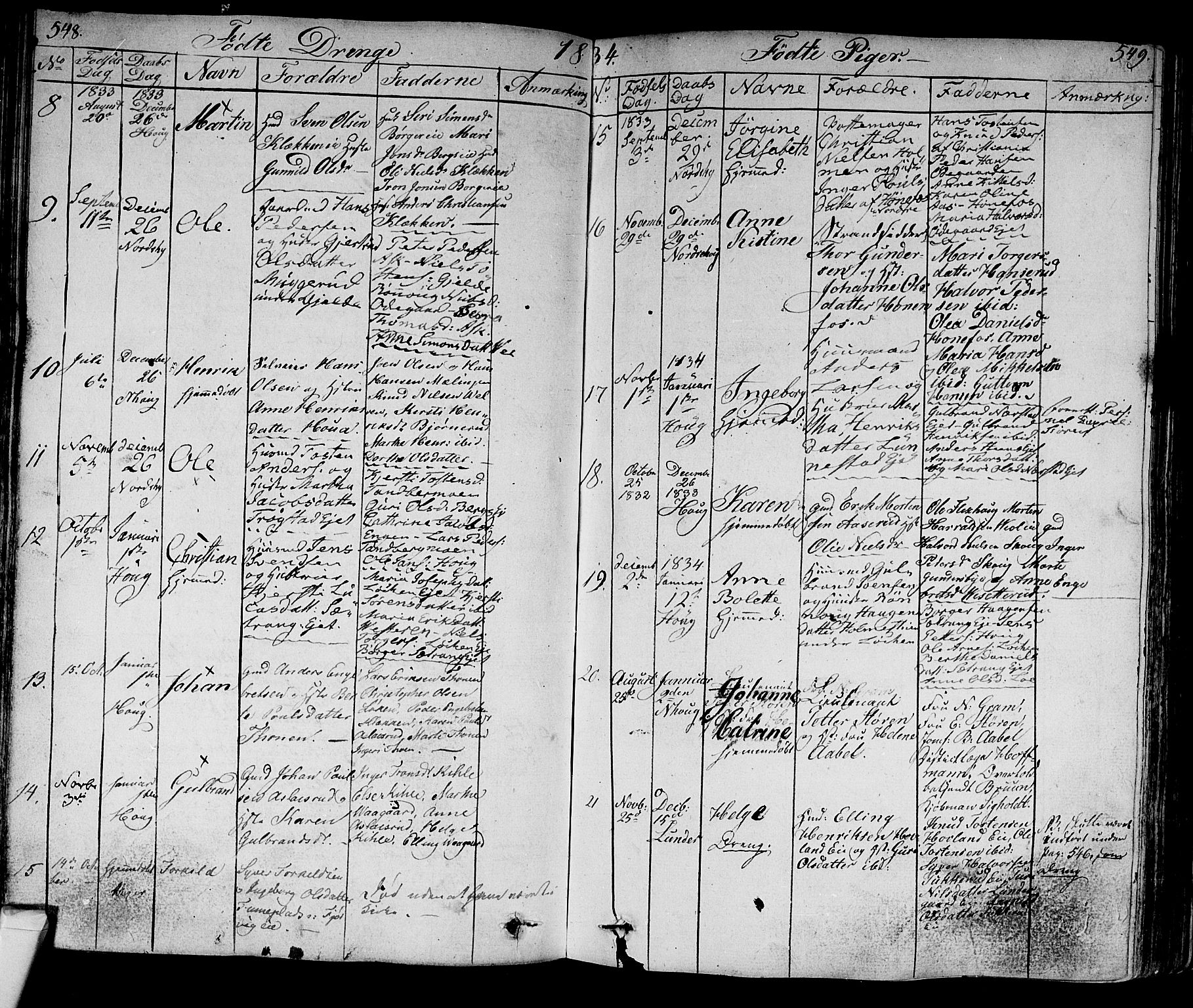 Norderhov kirkebøker, AV/SAKO-A-237/F/Fa/L0009: Parish register (official) no. 9, 1819-1837, p. 548-549