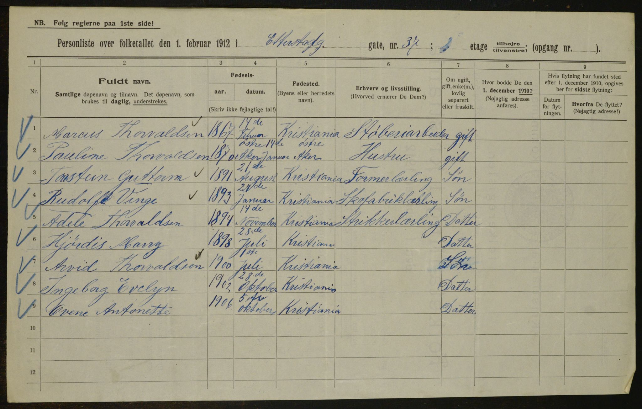 OBA, Municipal Census 1912 for Kristiania, 1912, p. 22585