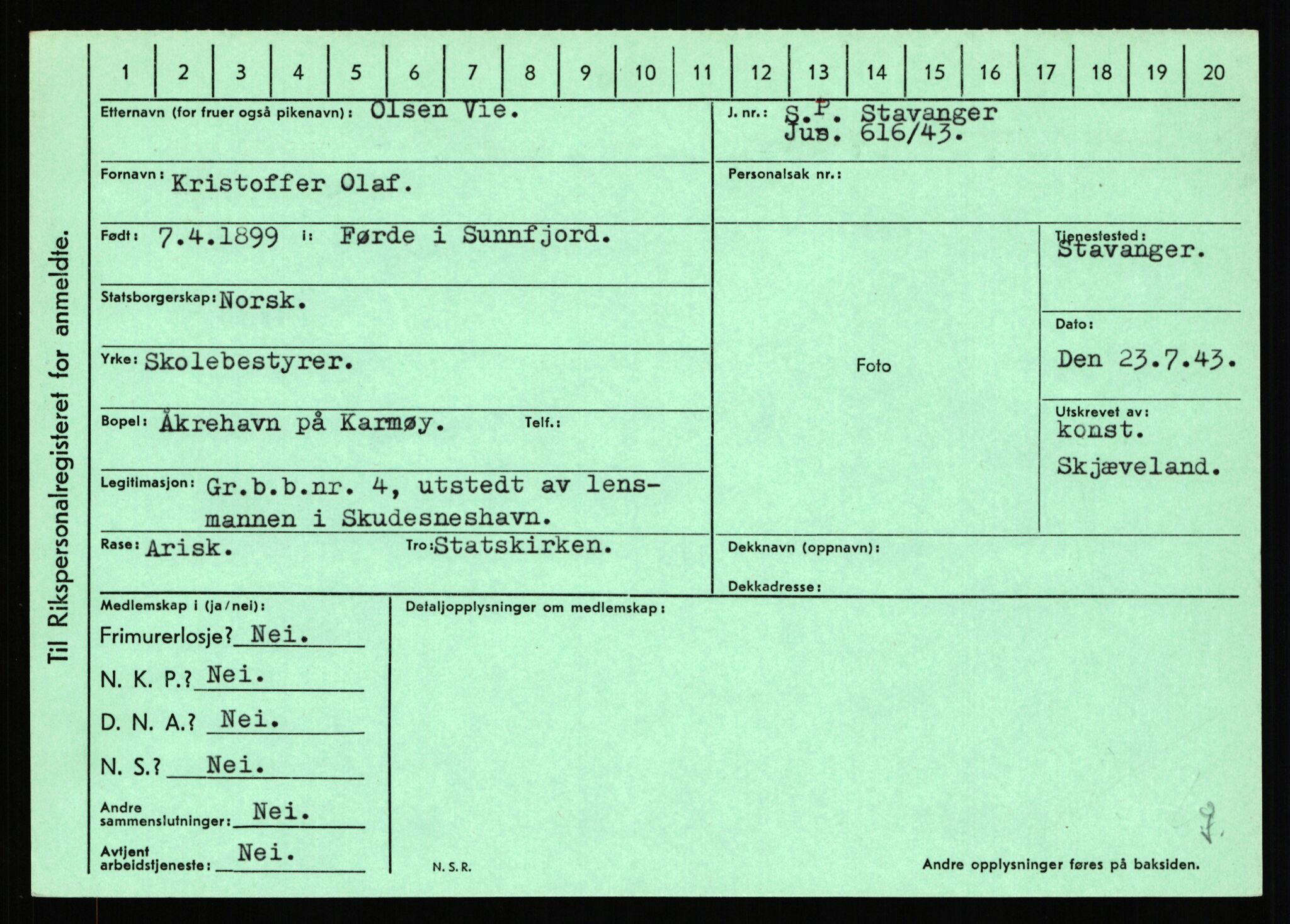 Statspolitiet - Hovedkontoret / Osloavdelingen, AV/RA-S-1329/C/Ca/L0016: Uberg - Øystese, 1943-1945, p. 1082