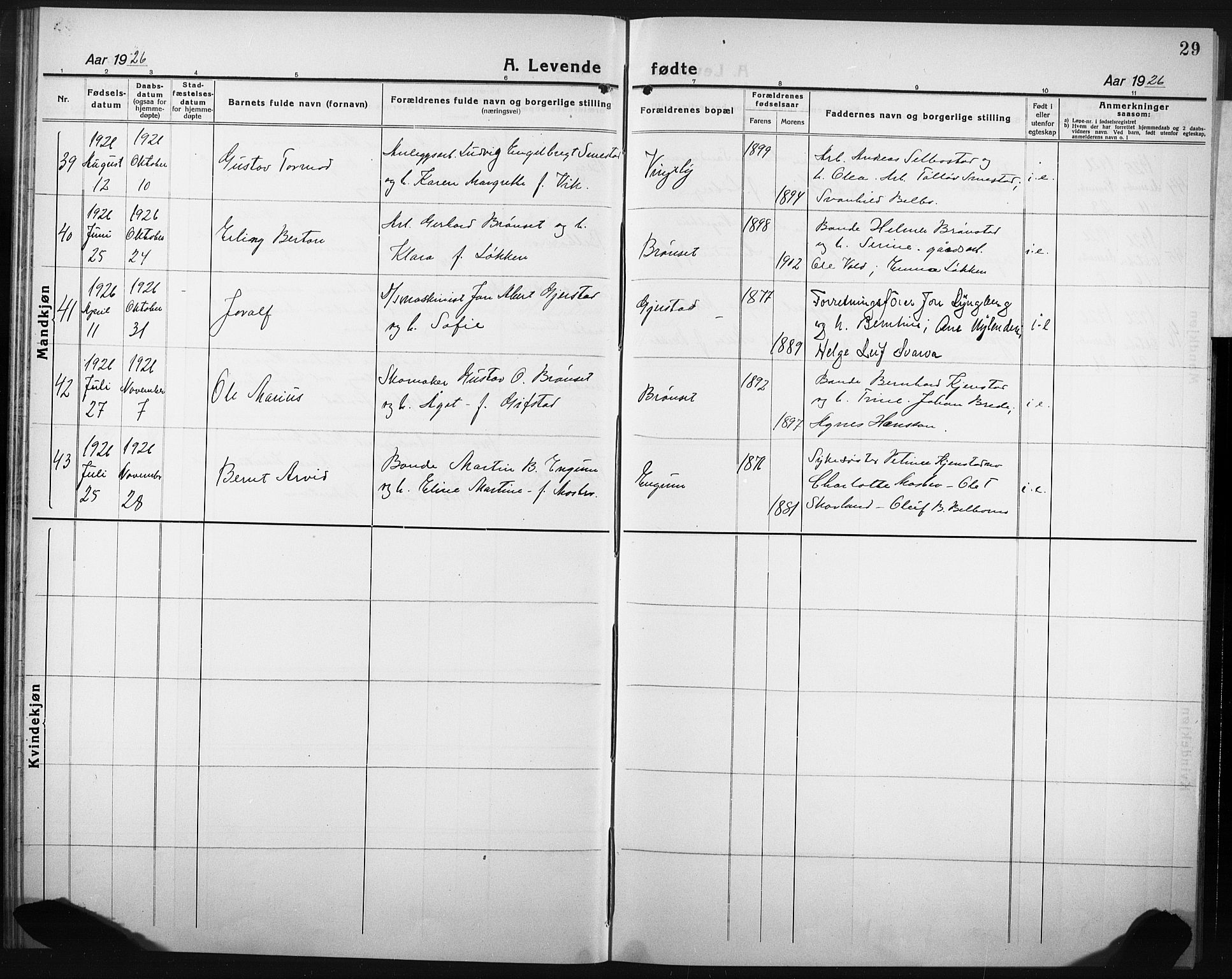 Ministerialprotokoller, klokkerbøker og fødselsregistre - Nord-Trøndelag, AV/SAT-A-1458/749/L0480: Parish register (copy) no. 749C02, 1924-1932, p. 29