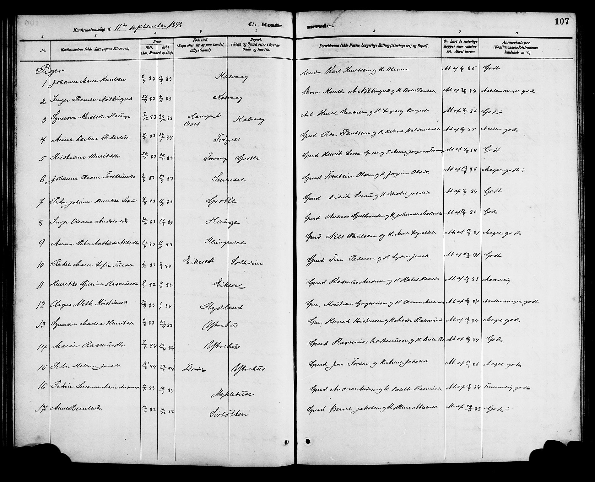 Bremanger sokneprestembete, AV/SAB-A-82201/H/Hab/Haba/L0003: Parish register (copy) no. A 3, 1890-1908, p. 107