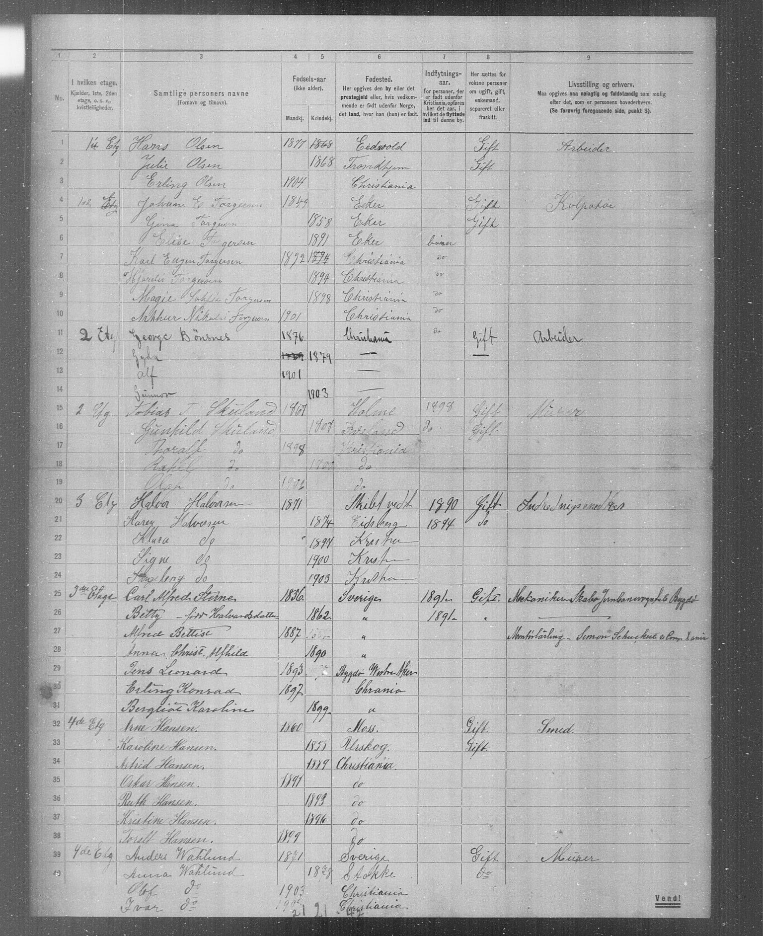 OBA, Municipal Census 1904 for Kristiania, 1904, p. 4517