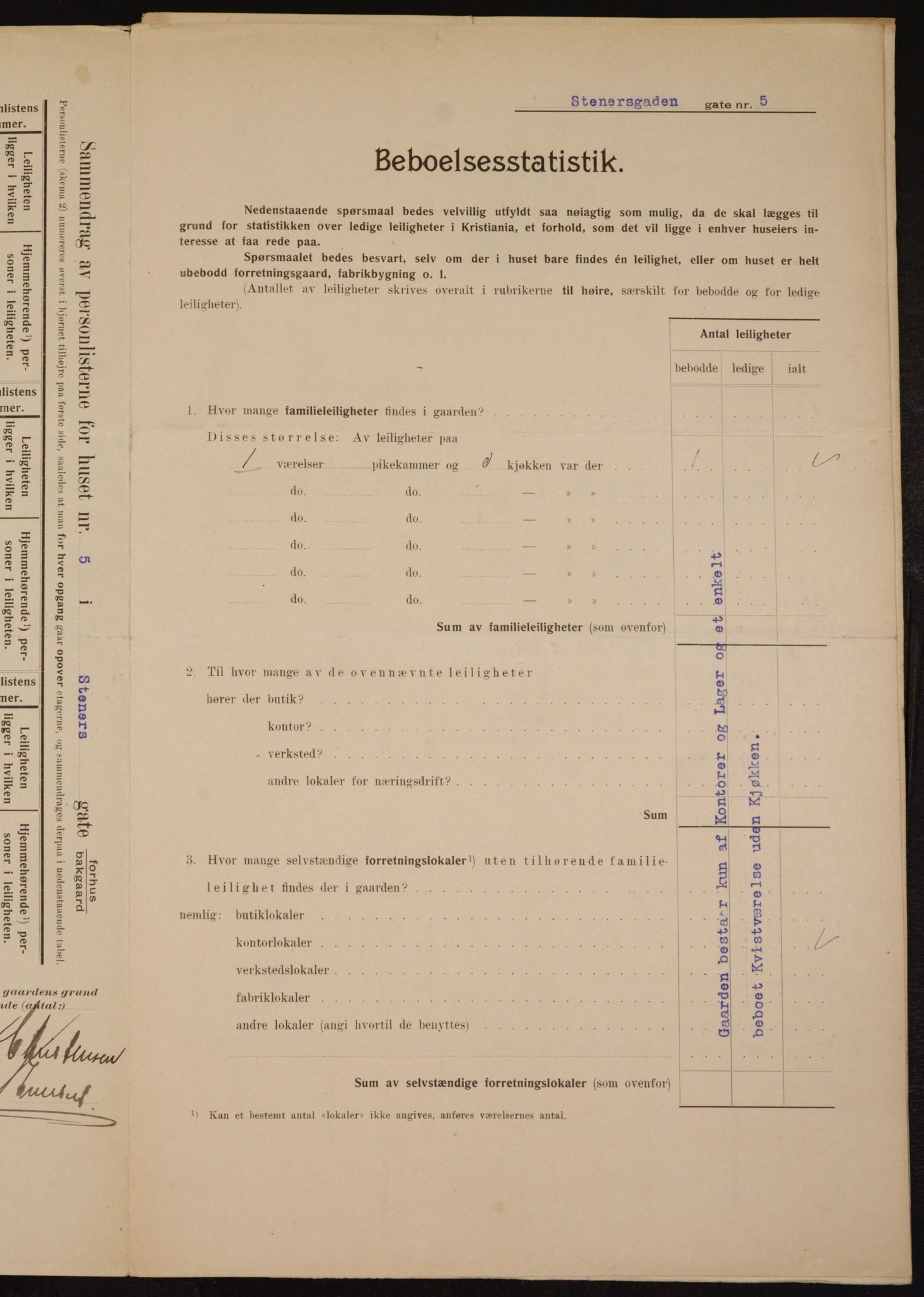 OBA, Municipal Census 1910 for Kristiania, 1910, p. 96350