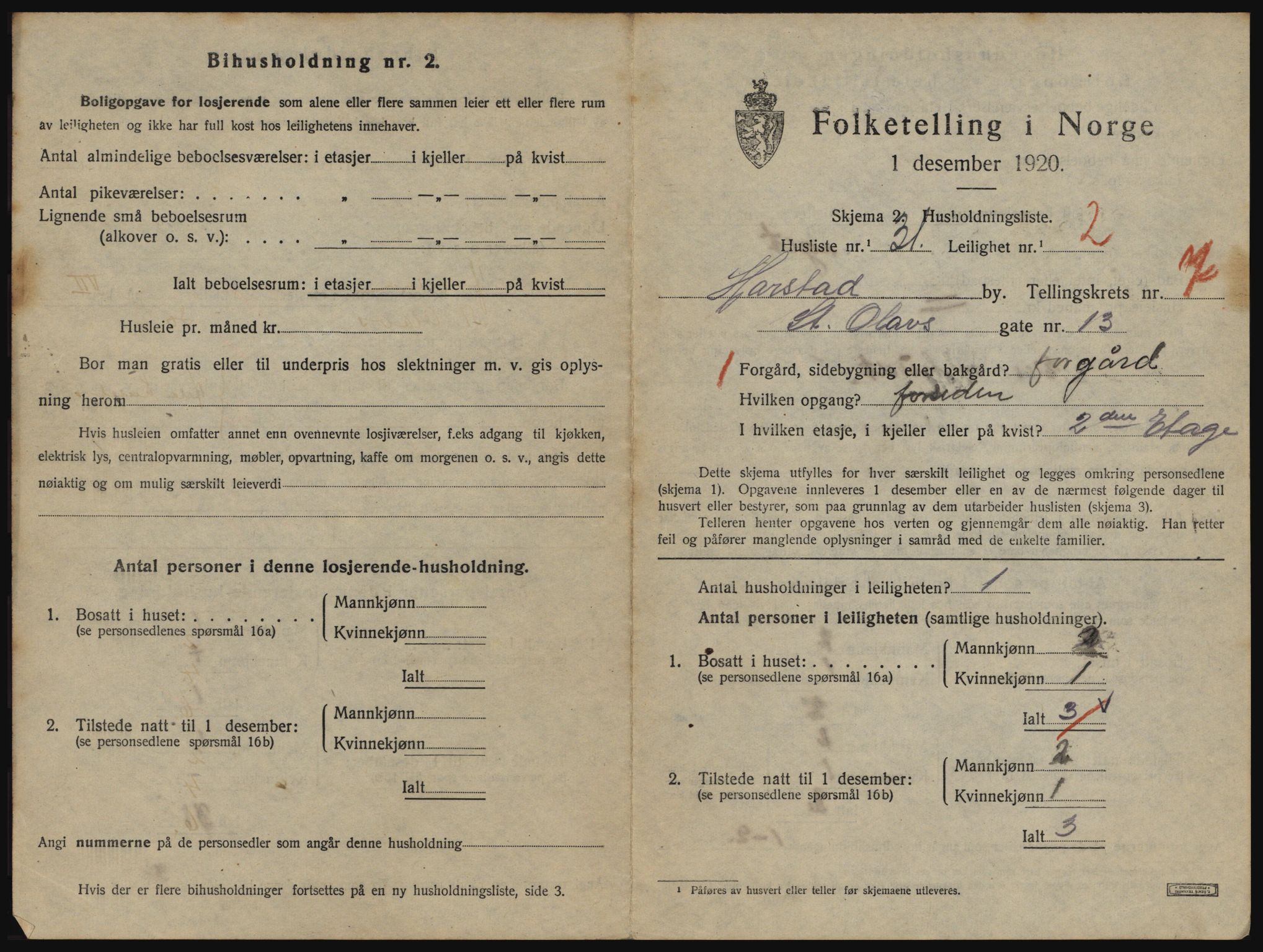 SATØ, 1920 census for Harstad, 1920, p. 2095