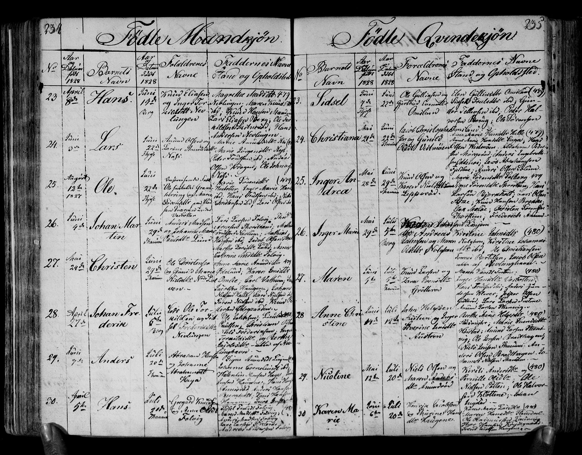 Brunlanes kirkebøker, AV/SAKO-A-342/F/Fa/L0002: Parish register (official) no. I 2, 1802-1834, p. 234-235