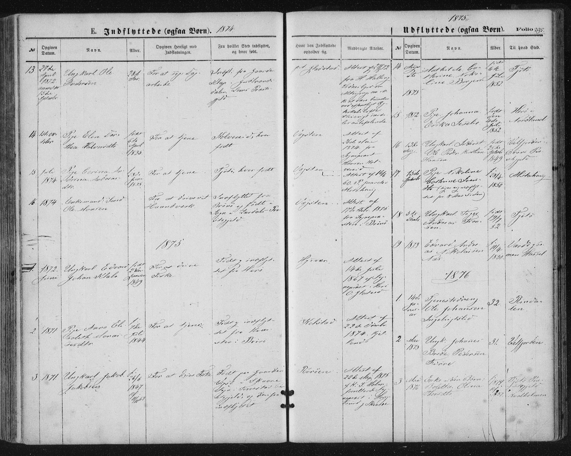 Ministerialprotokoller, klokkerbøker og fødselsregistre - Nordland, SAT/A-1459/816/L0241: Parish register (official) no. 816A07, 1870-1885, p. 295