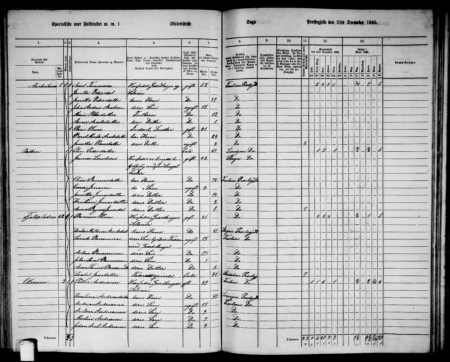 RA, 1865 census for Frosta, 1865, p. 106