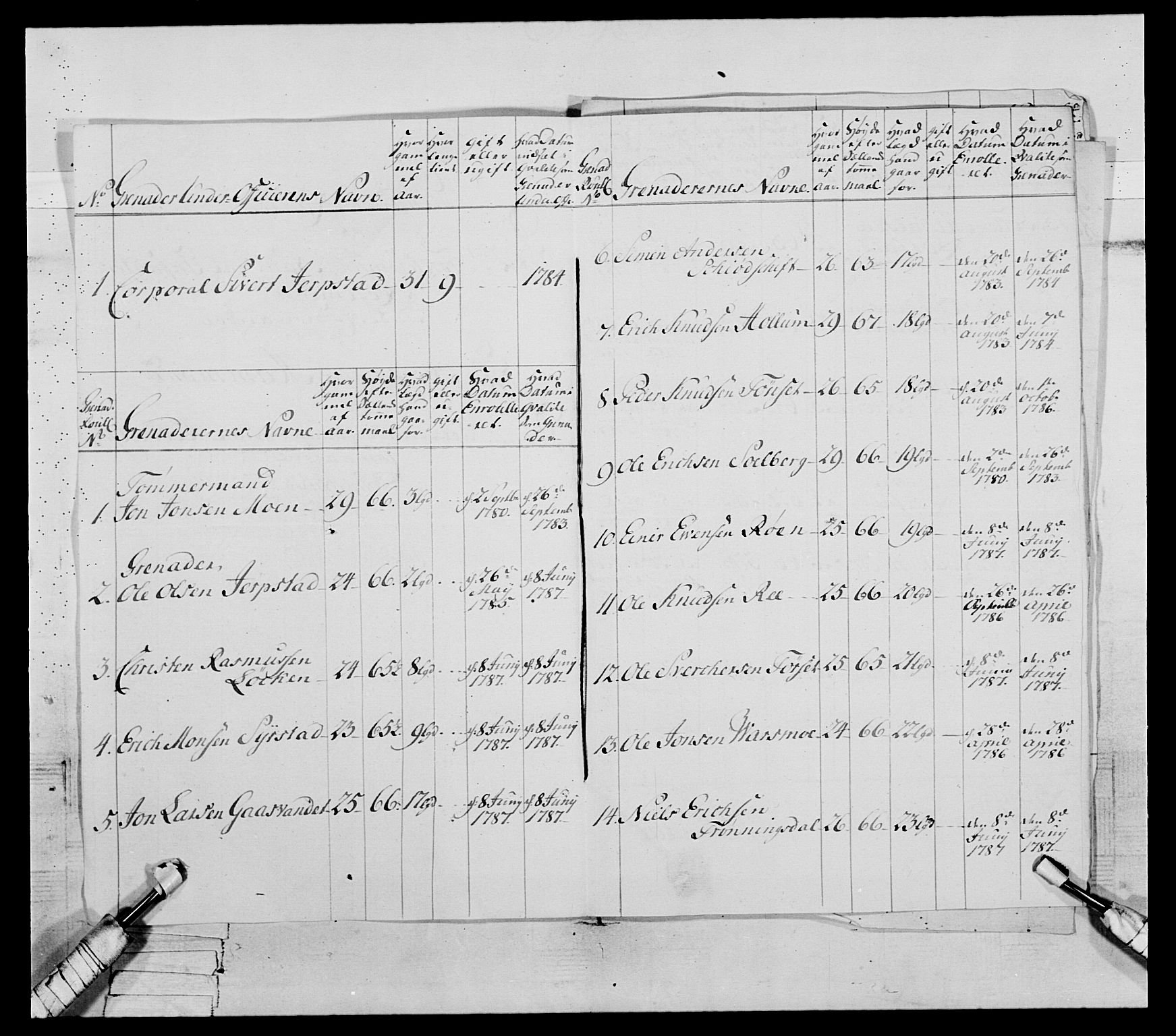 Generalitets- og kommissariatskollegiet, Det kongelige norske kommissariatskollegium, AV/RA-EA-5420/E/Eh/L0079: 2. Trondheimske nasjonale infanteriregiment, 1782-1789, p. 231