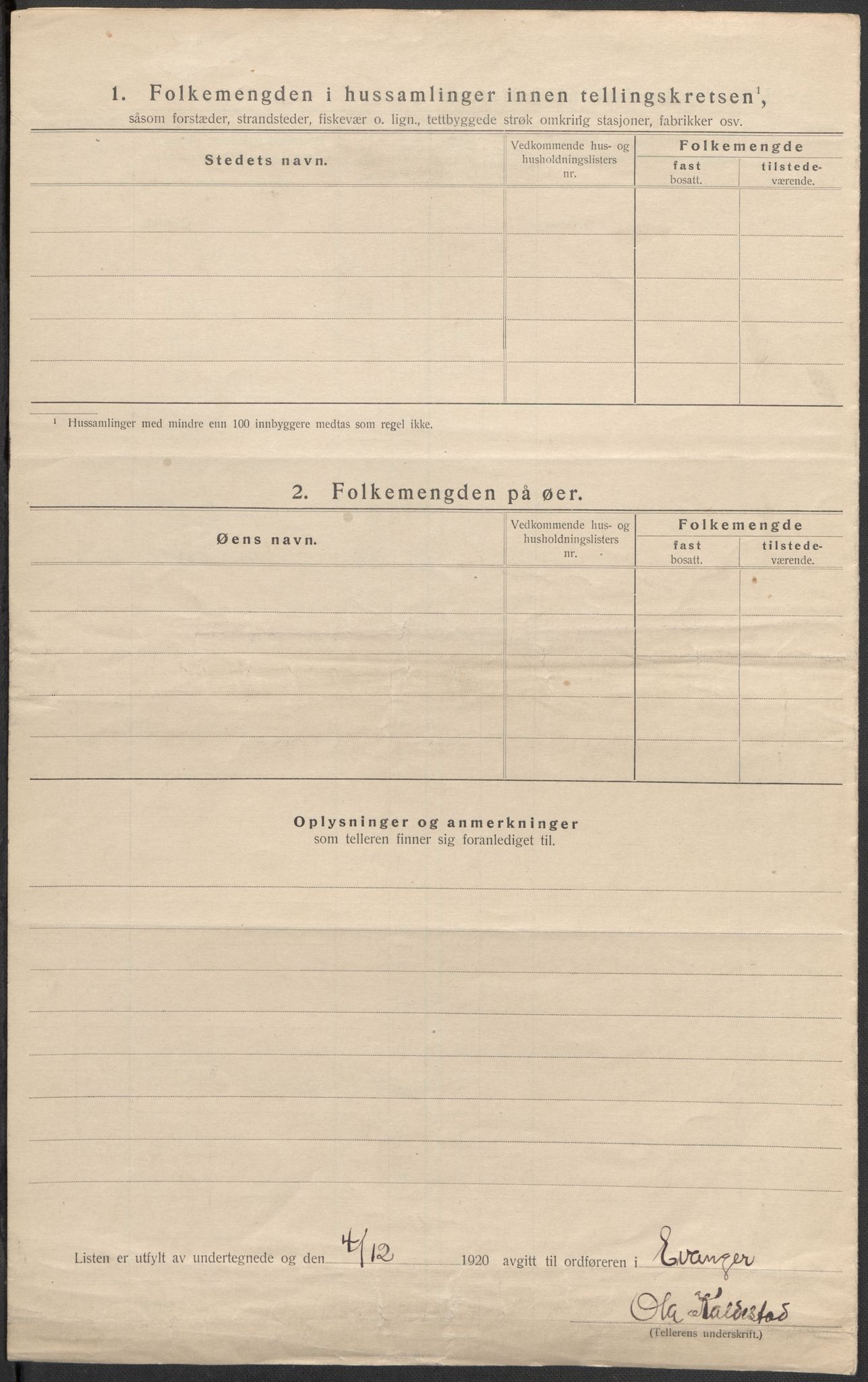 SAB, 1920 census for Evanger, 1920, p. 53