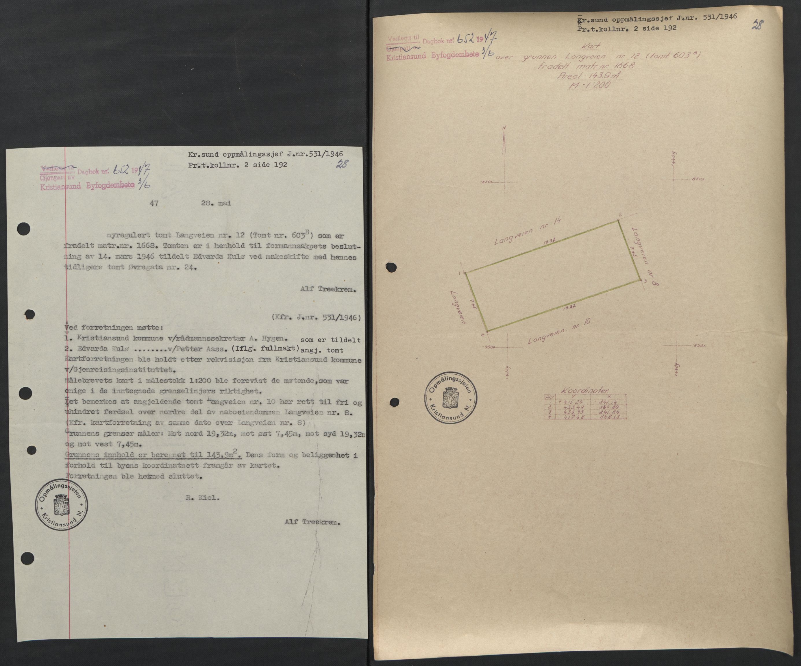 Kristiansund byfogd, AV/SAT-A-4587/A/27: Mortgage book no. 42, 1947-1950, Diary no: : 652/1947