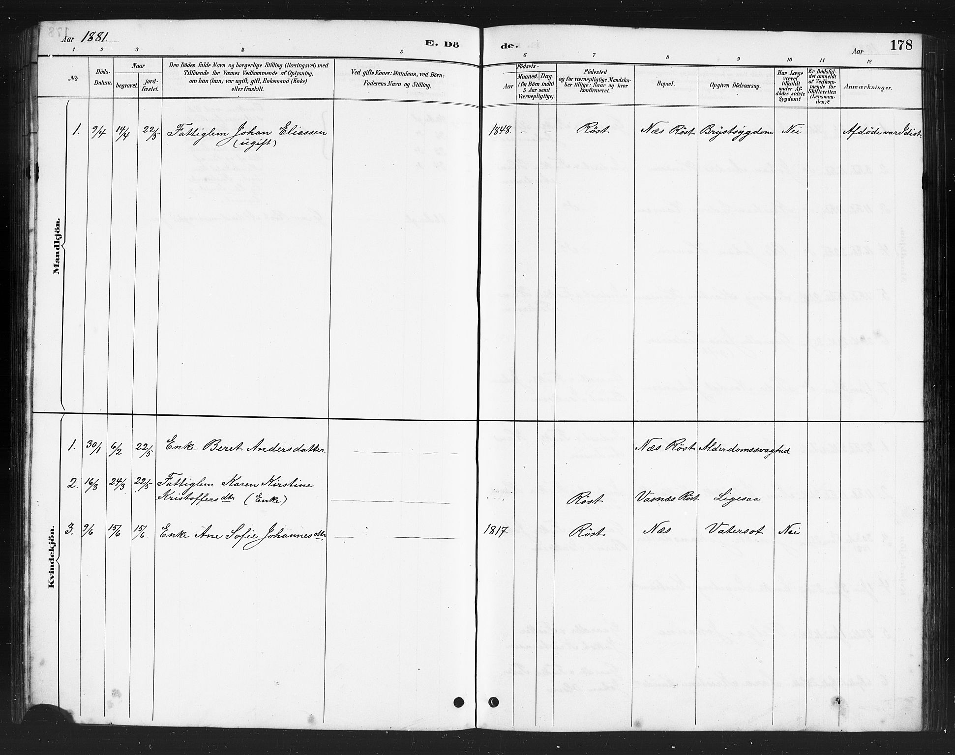 Ministerialprotokoller, klokkerbøker og fødselsregistre - Nordland, AV/SAT-A-1459/808/L0131: Parish register (copy) no. 808C02, 1879-1919, p. 178