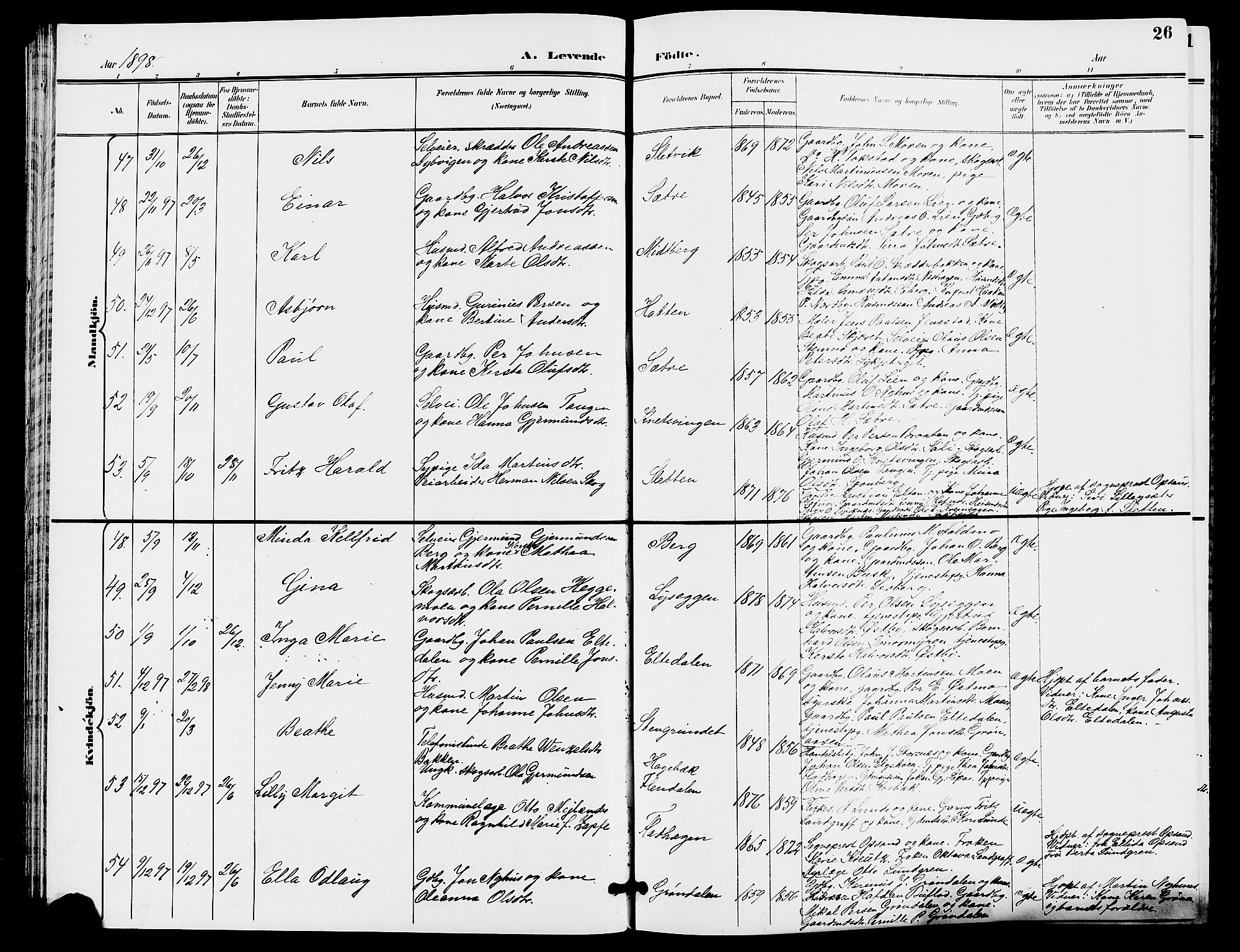 Trysil prestekontor, AV/SAH-PREST-046/H/Ha/Hab/L0006: Parish register (copy) no. 6, 1896-1912, p. 26