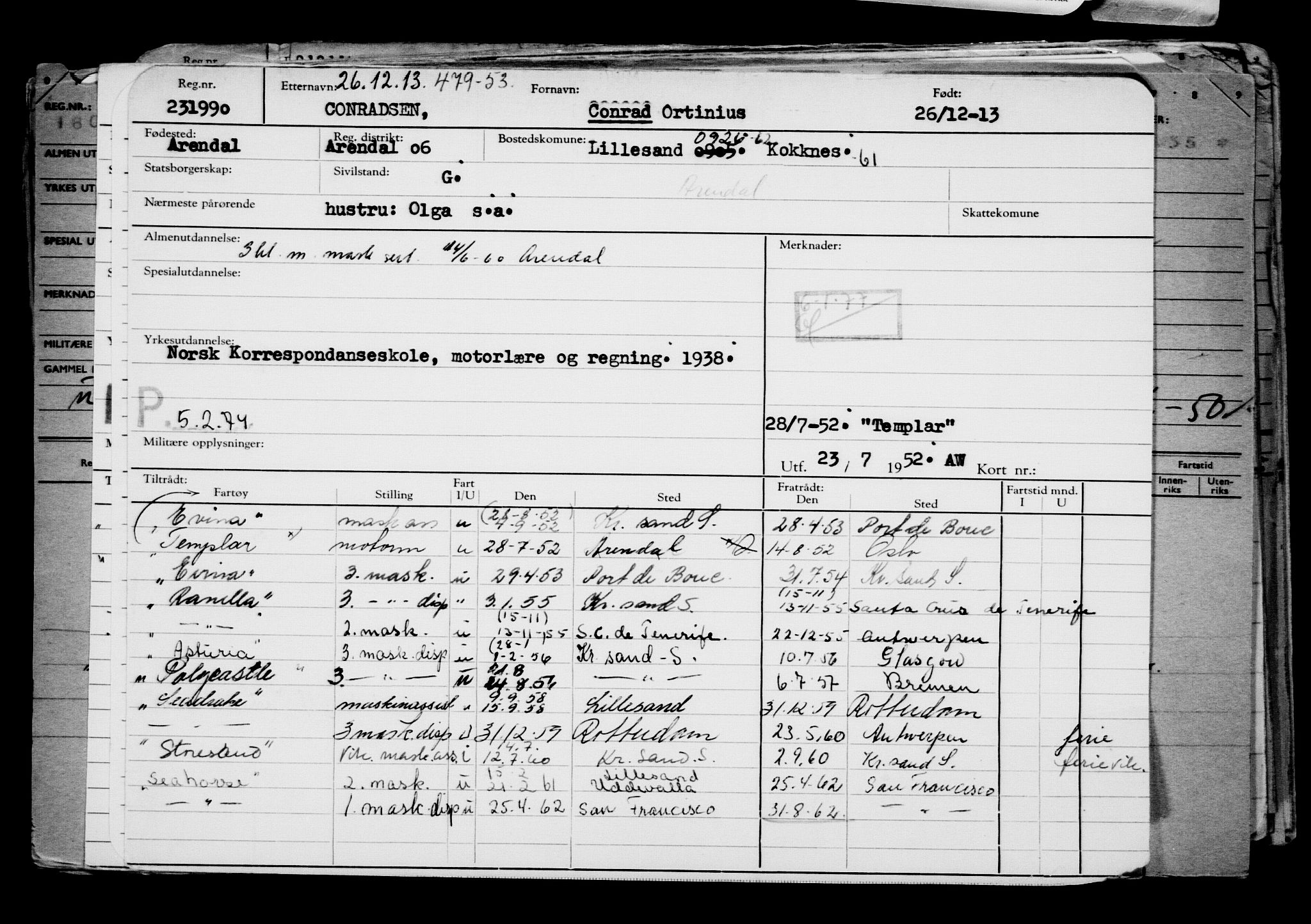 Direktoratet for sjømenn, AV/RA-S-3545/G/Gb/L0117: Hovedkort, 1913-1914, p. 401