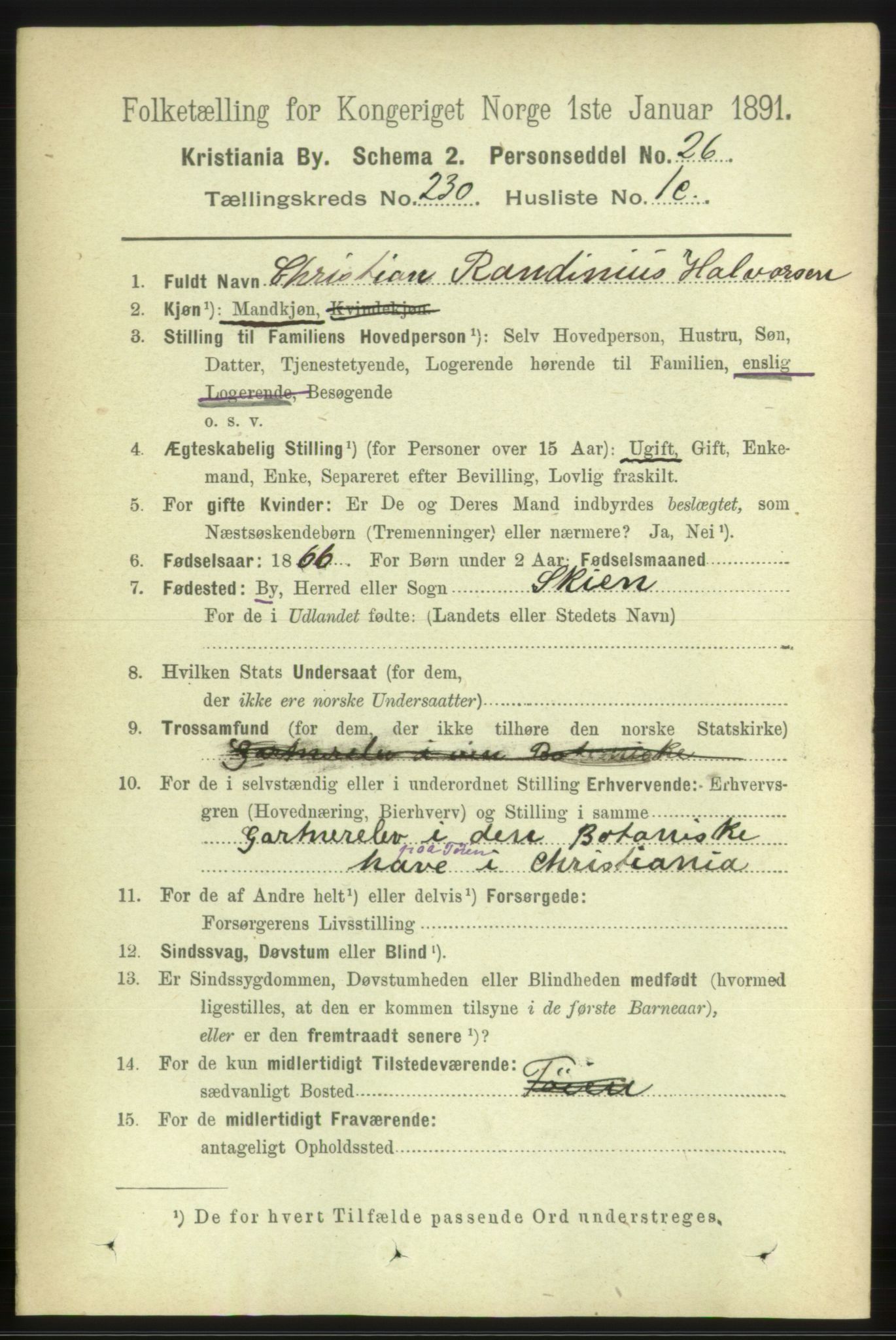 RA, 1891 census for 0301 Kristiania, 1891, p. 142176