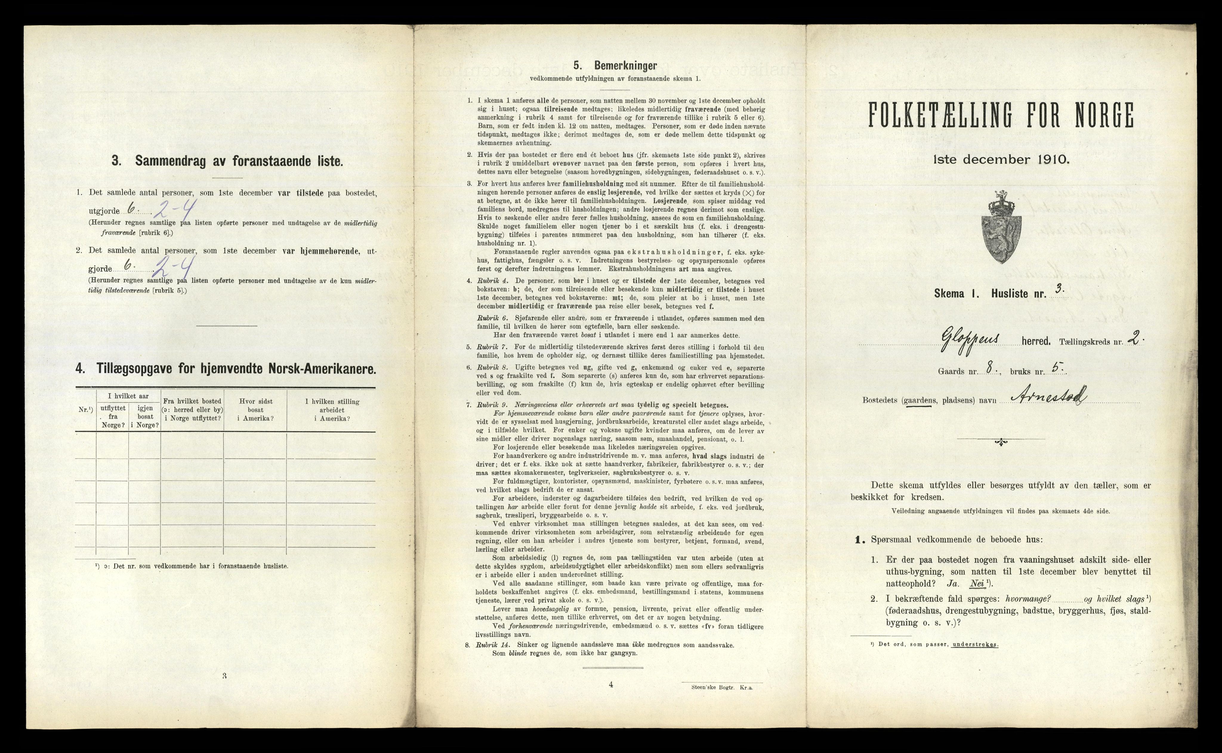 RA, 1910 census for Gloppen, 1910, p. 152