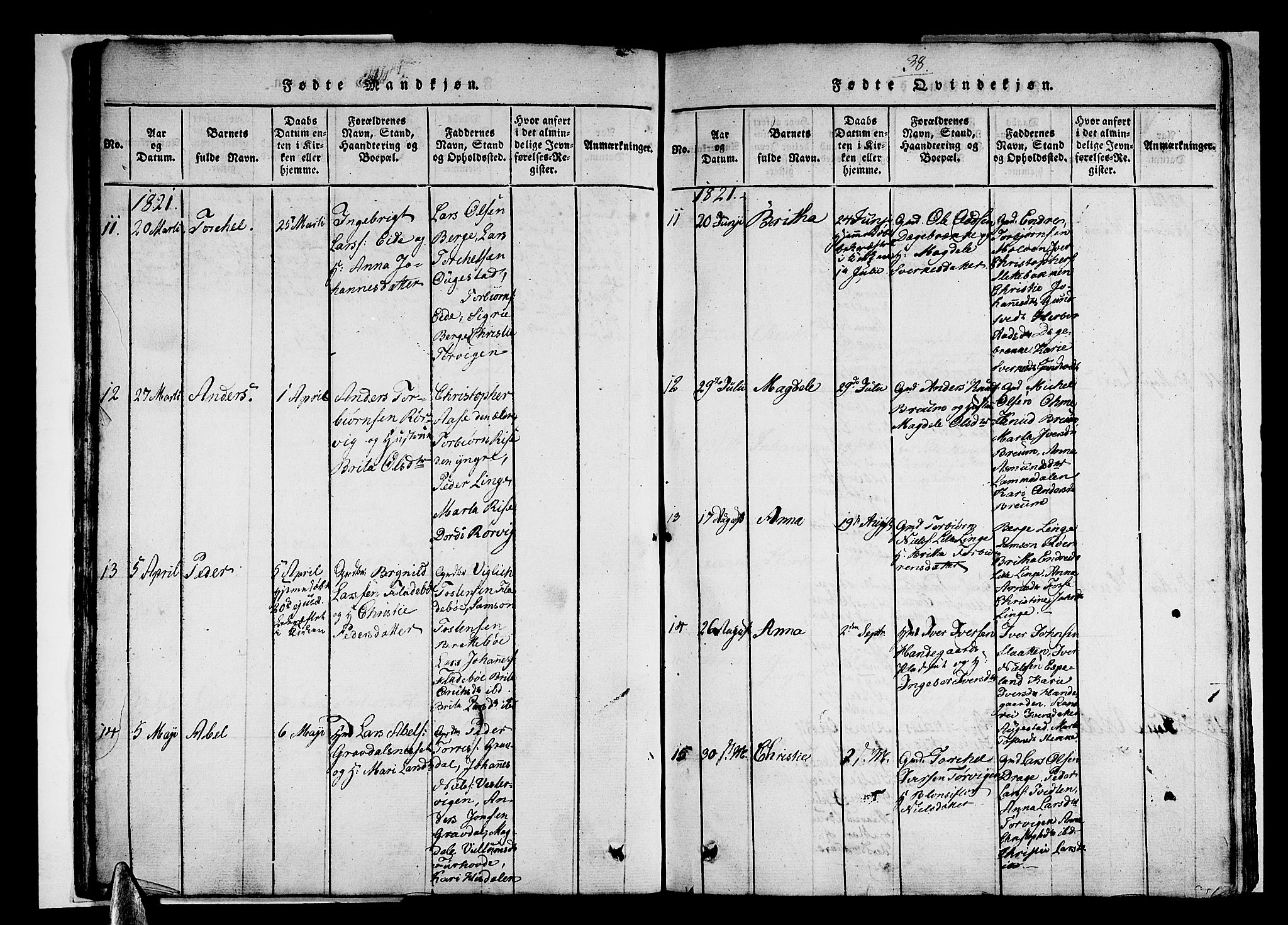 Strandebarm sokneprestembete, AV/SAB-A-78401/H/Haa: Parish register (official) no. A 5, 1816-1826, p. 38