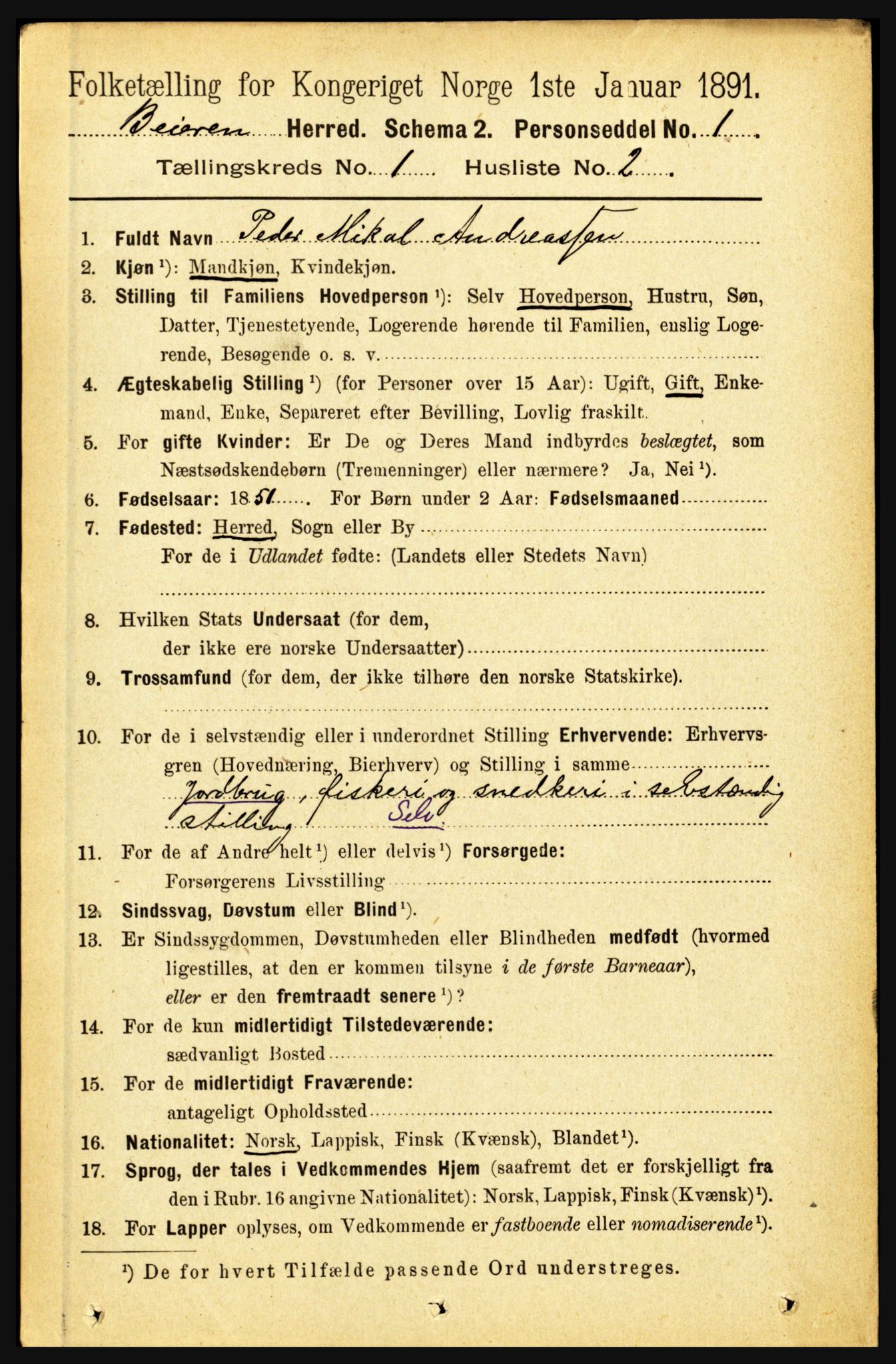 RA, 1891 census for 1839 Beiarn, 1891, p. 72