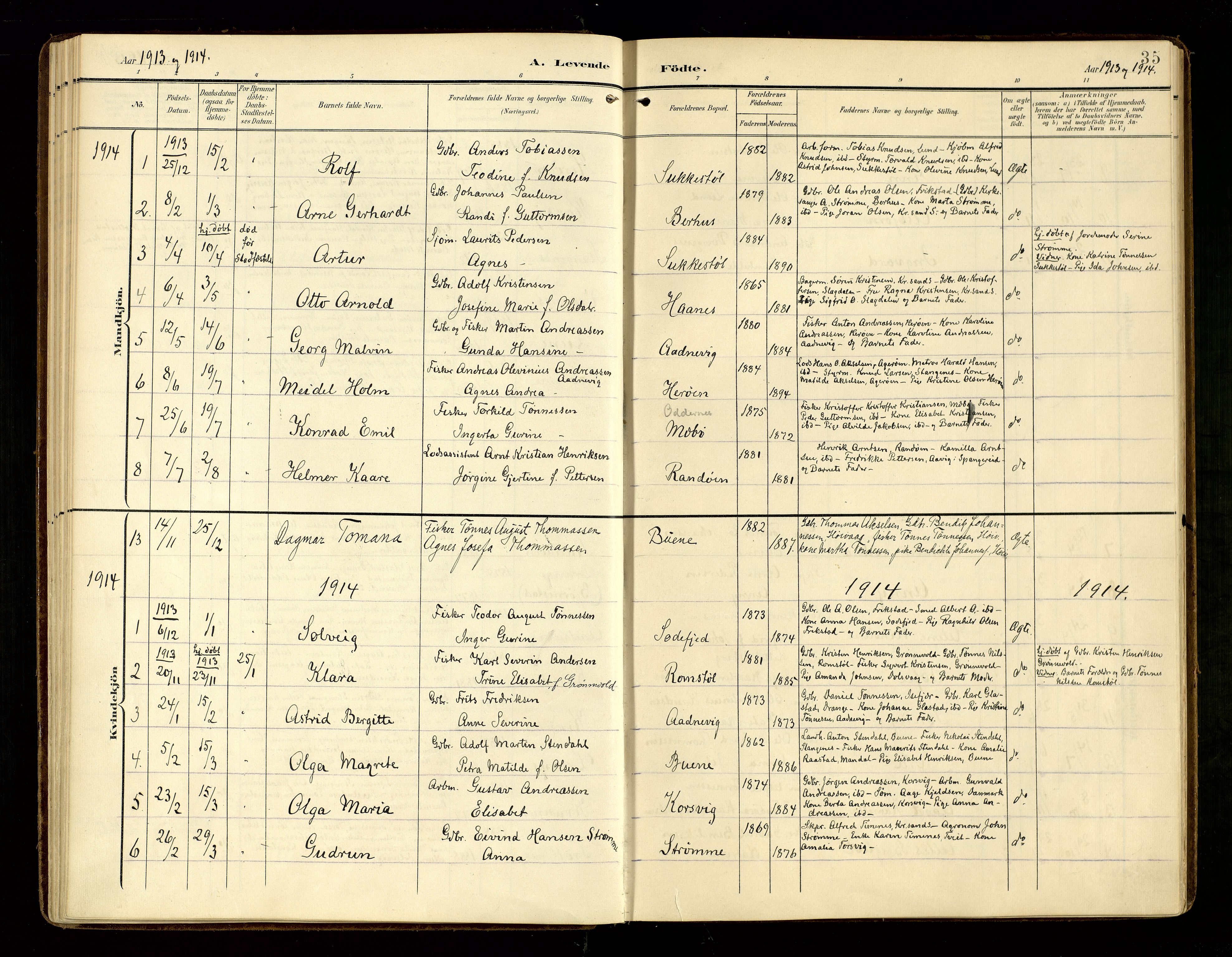 Oddernes sokneprestkontor, AV/SAK-1111-0033/F/Fa/Fab/L0003: Parish register (official) no. A 3, 1903-1916, p. 35