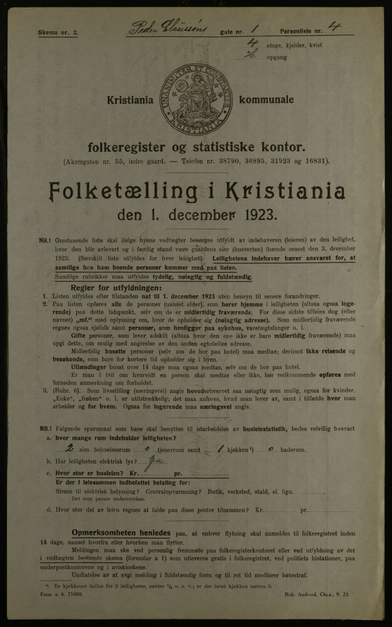 OBA, Municipal Census 1923 for Kristiania, 1923, p. 86812