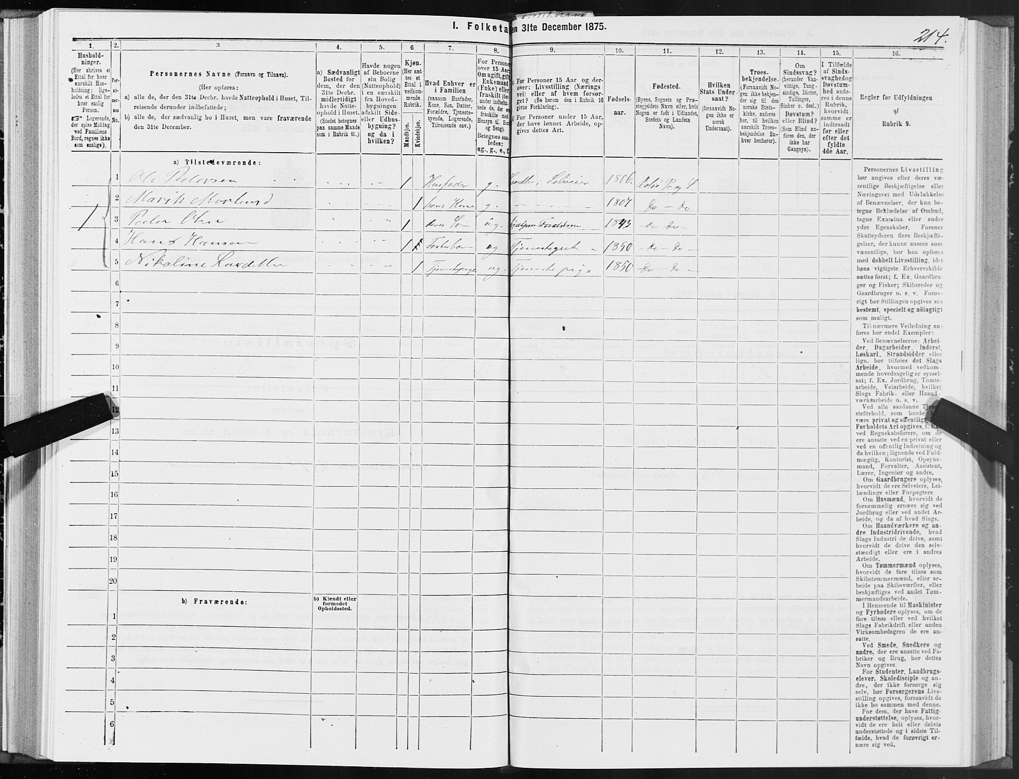 SAT, 1875 census for 1544P Bolsøy, 1875, p. 2214