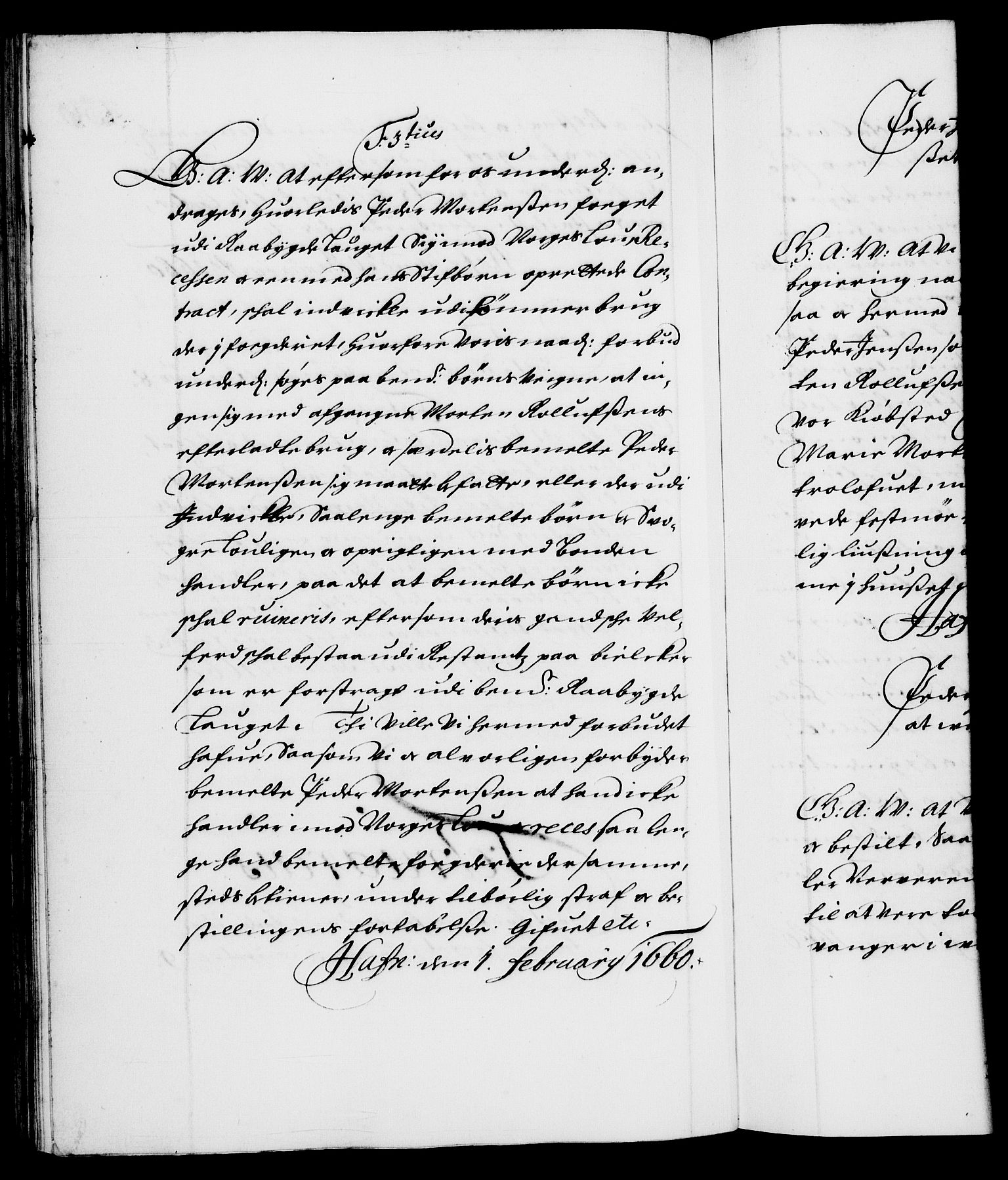 Danske Kanselli 1572-1799, RA/EA-3023/F/Fc/Fca/Fcaa/L0009: Norske registre (mikrofilm), 1657-1660, p. 156b