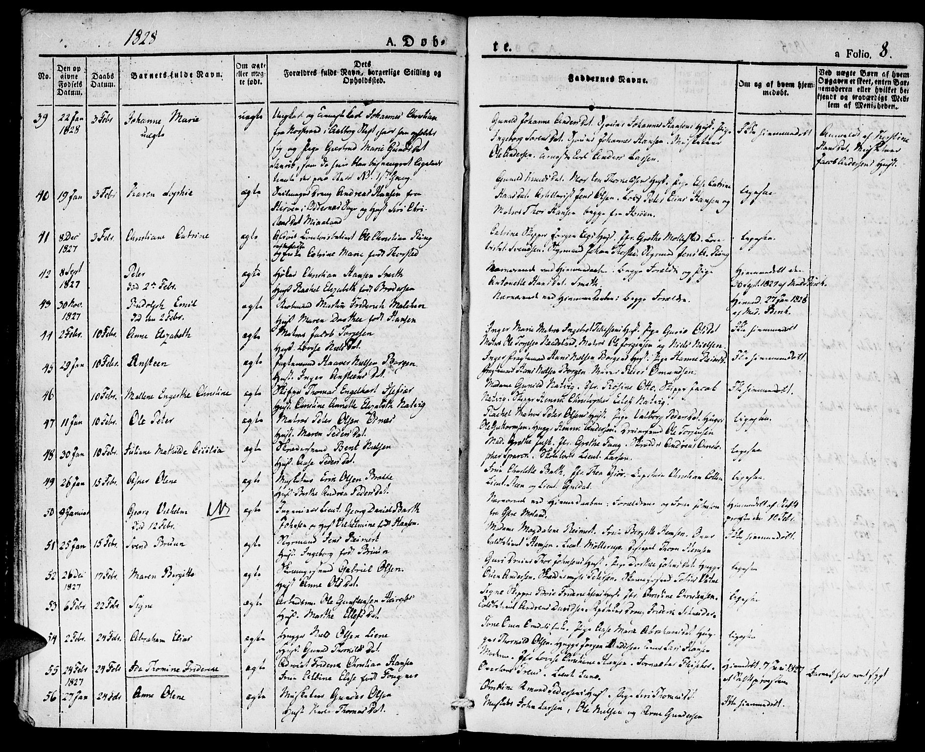 Kristiansand domprosti, SAK/1112-0006/F/Fa/L0011: Parish register (official) no. A 11, 1827-1841, p. 8