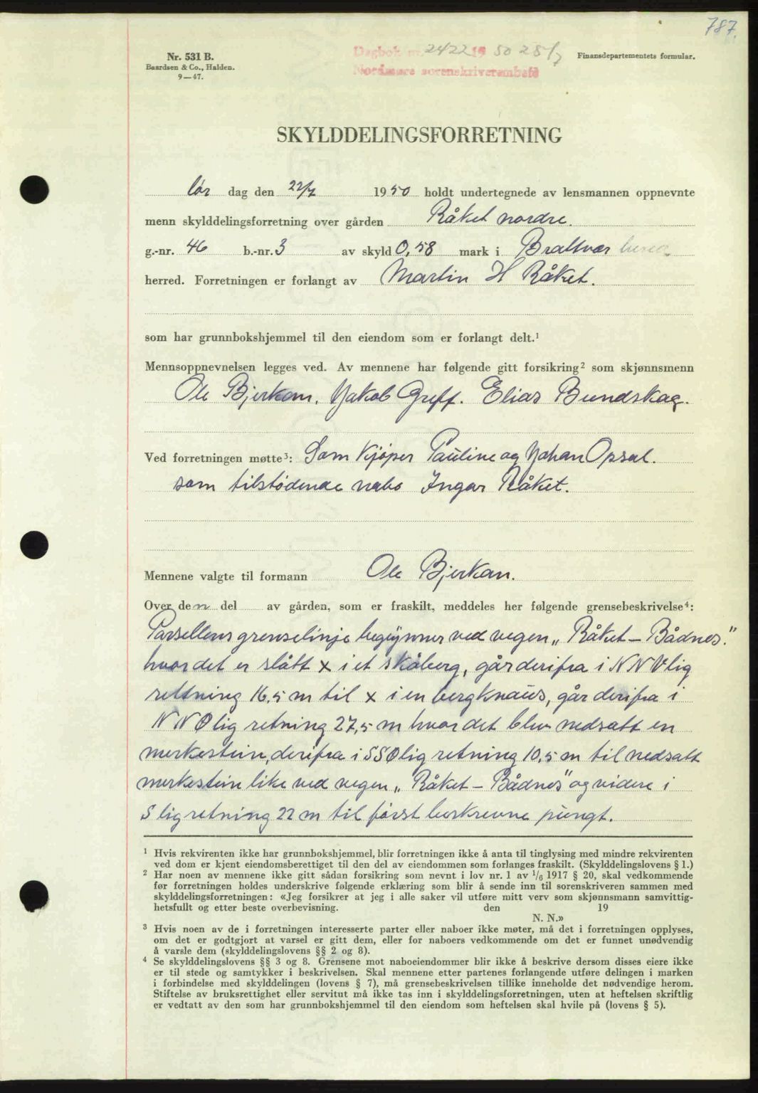 Nordmøre sorenskriveri, AV/SAT-A-4132/1/2/2Ca: Mortgage book no. A115, 1950-1950, Diary no: : 2422/1950