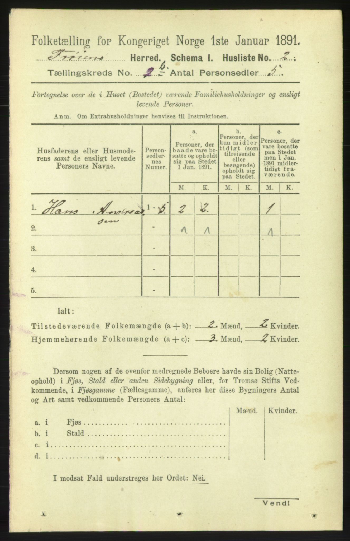 RA, 1891 census for 1619 Frøya, 1891, p. 1333