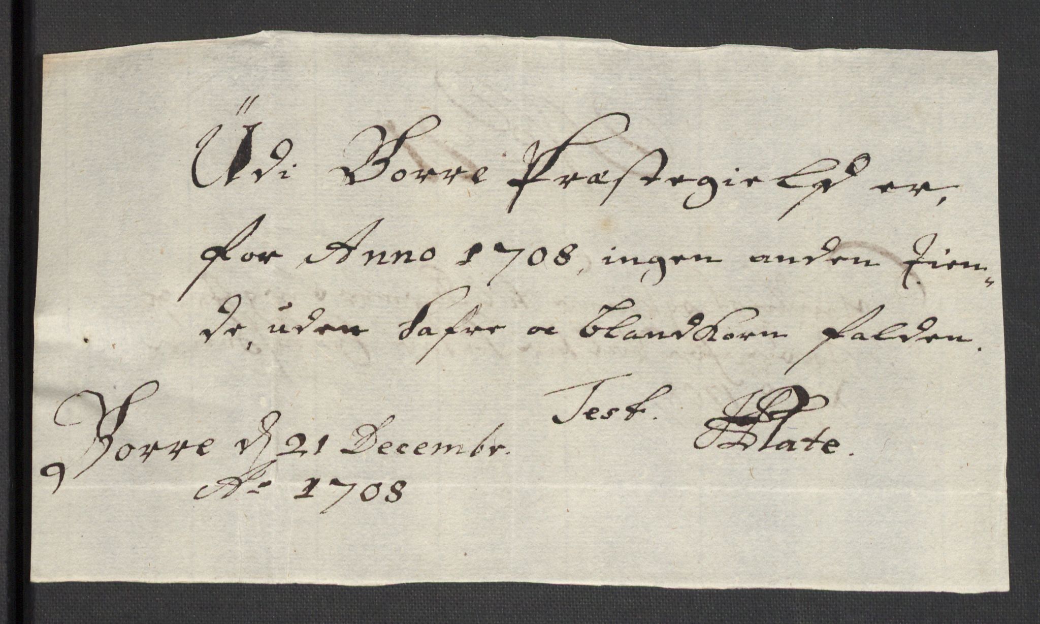 Rentekammeret inntil 1814, Reviderte regnskaper, Fogderegnskap, AV/RA-EA-4092/R32/L1873: Fogderegnskap Jarlsberg grevskap, 1708, p. 171