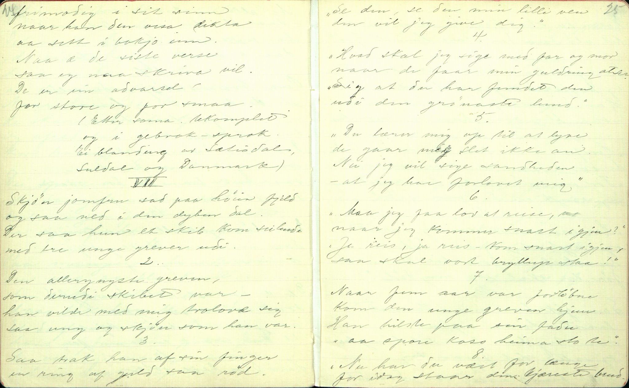 Rikard Berge, TEMU/TGM-A-1003/F/L0001/0022: 001-030 Innholdslister / 18. Plebei-visur (Laagfolkeleg poesi, skilingsdikt), 1902, p. 24-25
