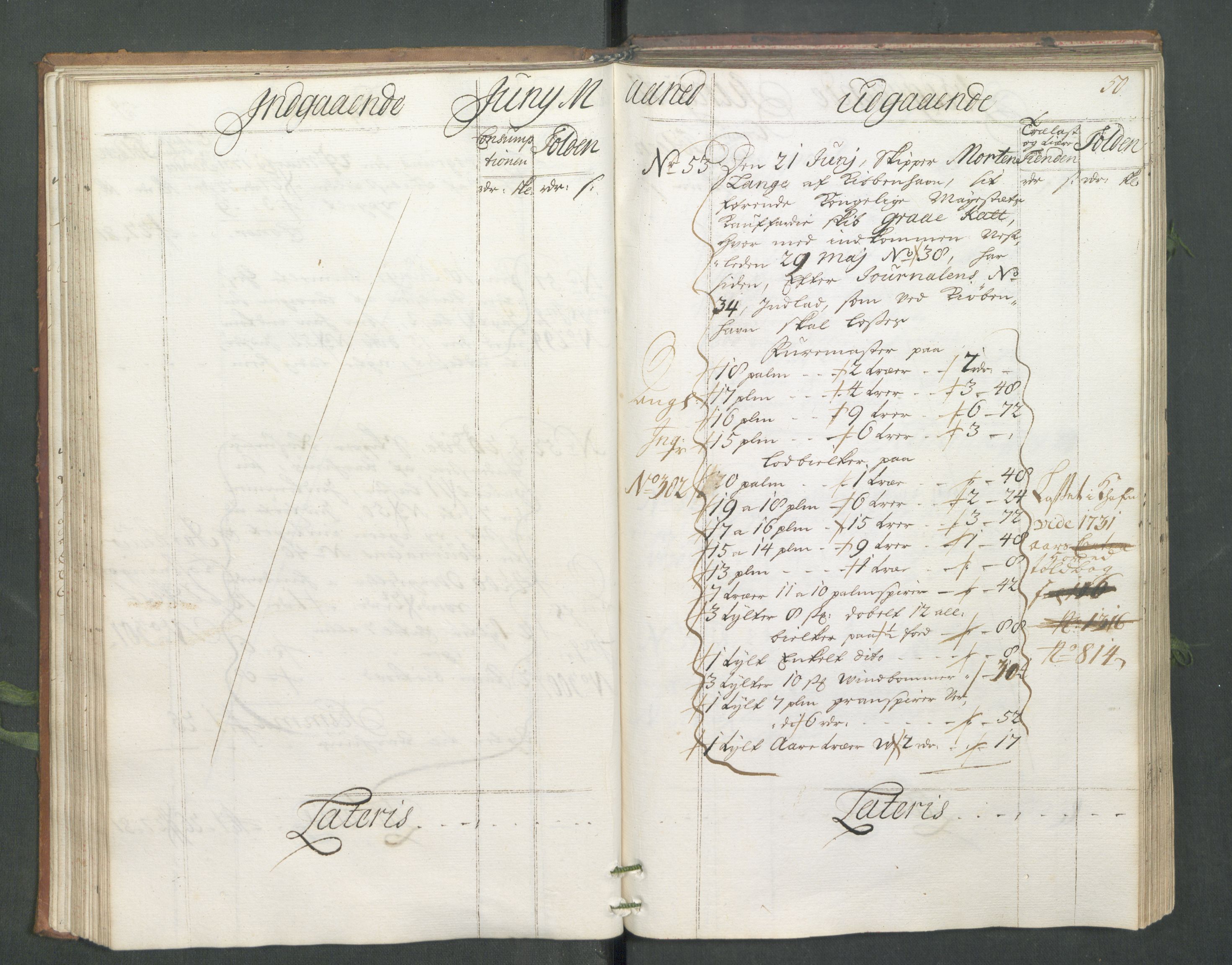 Generaltollkammeret, tollregnskaper, AV/RA-EA-5490/R02/L0006/0001: Tollregnskaper Fredrikstad / Hovedtollbok, 1731, p. 50
