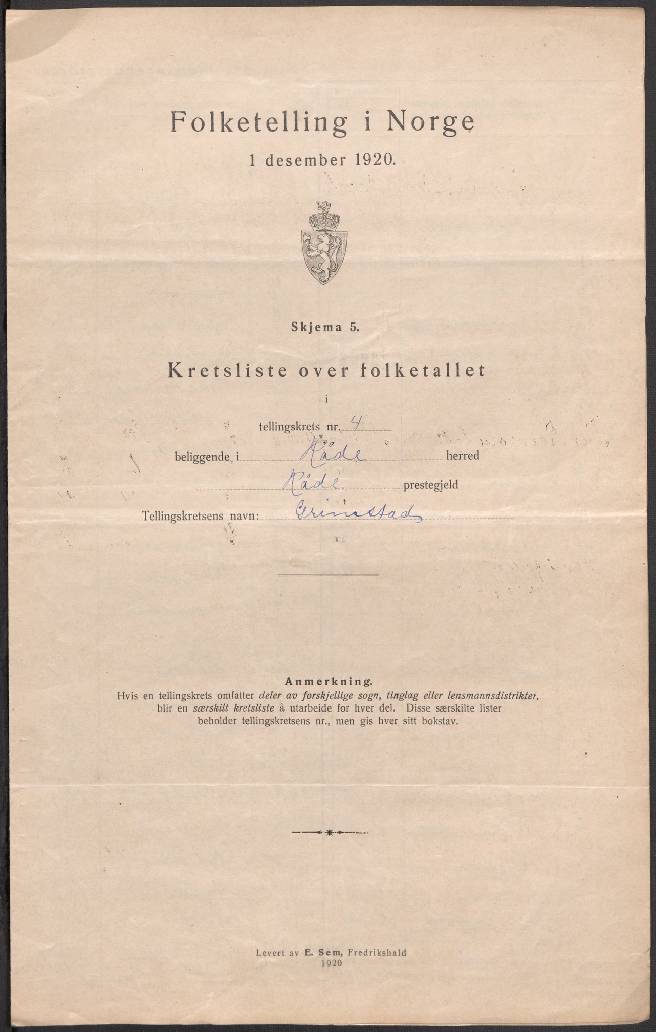 SAO, 1920 census for Råde, 1920, p. 22