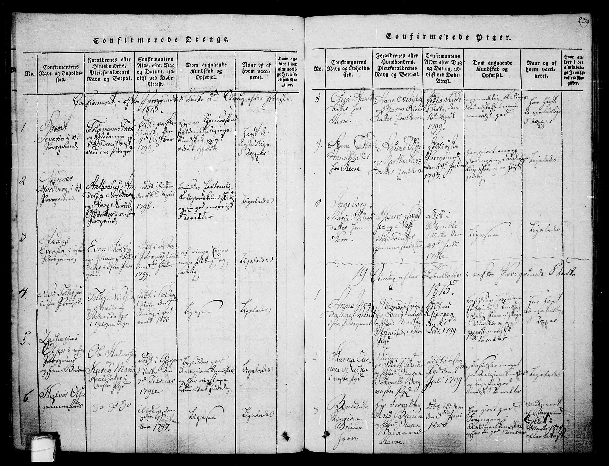 Porsgrunn kirkebøker , SAKO/A-104/F/Fa/L0004: Parish register (official) no. 4, 1814-1828, p. 239