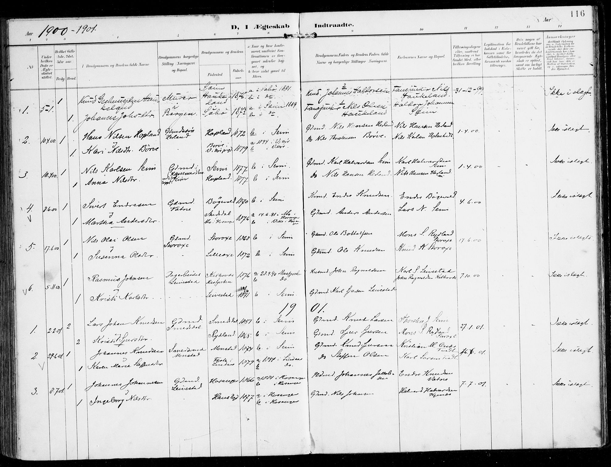 Alversund Sokneprestembete, AV/SAB-A-73901/H/Ha/Haa/Haad/L0004: Parish register (official) no. D 4, 1898-1926, p. 116