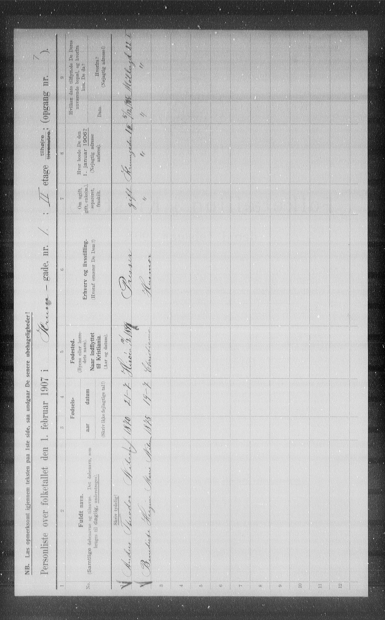 OBA, Municipal Census 1907 for Kristiania, 1907, p. 27946