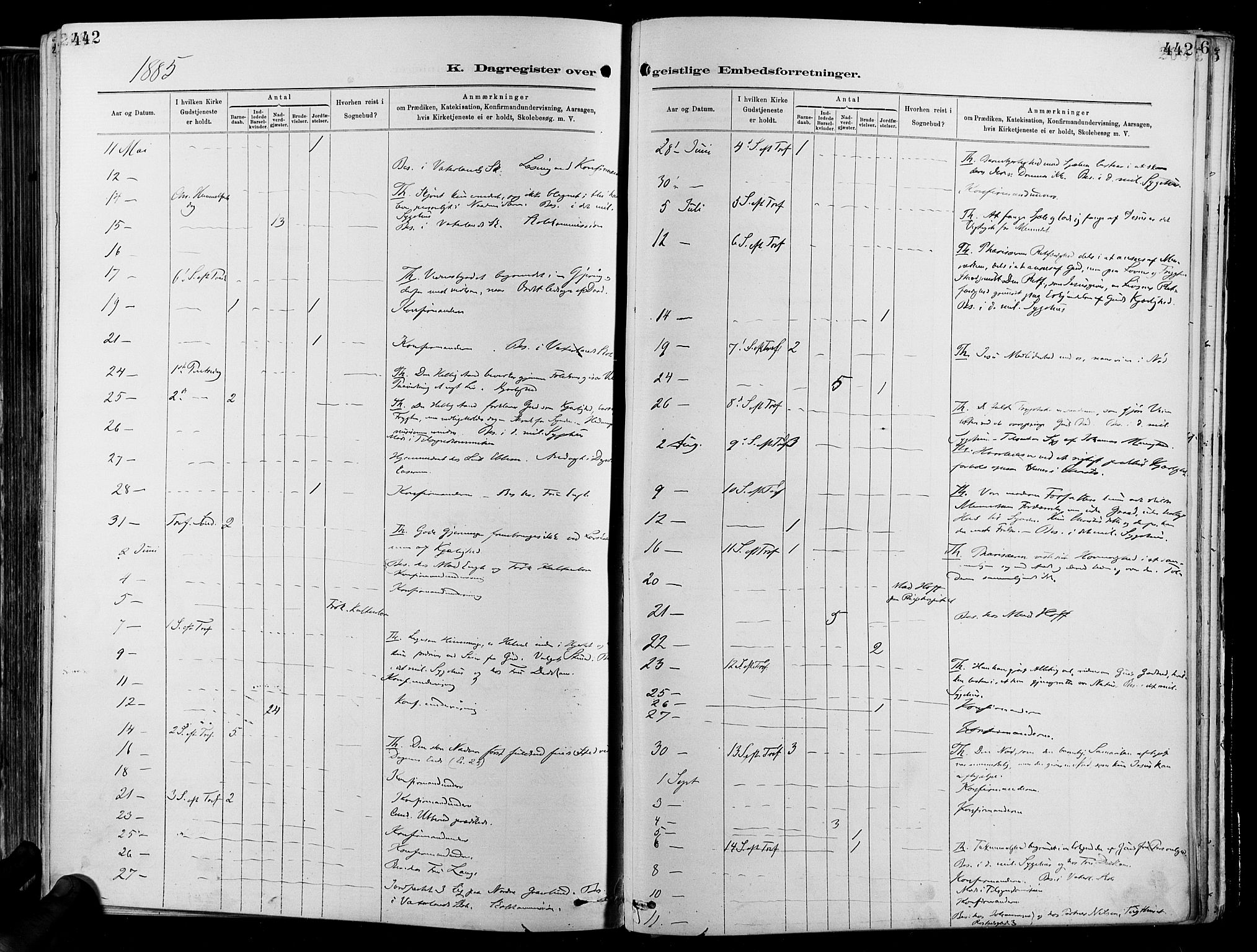 Garnisonsmenigheten Kirkebøker, AV/SAO-A-10846/F/Fa/L0012: Parish register (official) no. 12, 1880-1893, p. 442