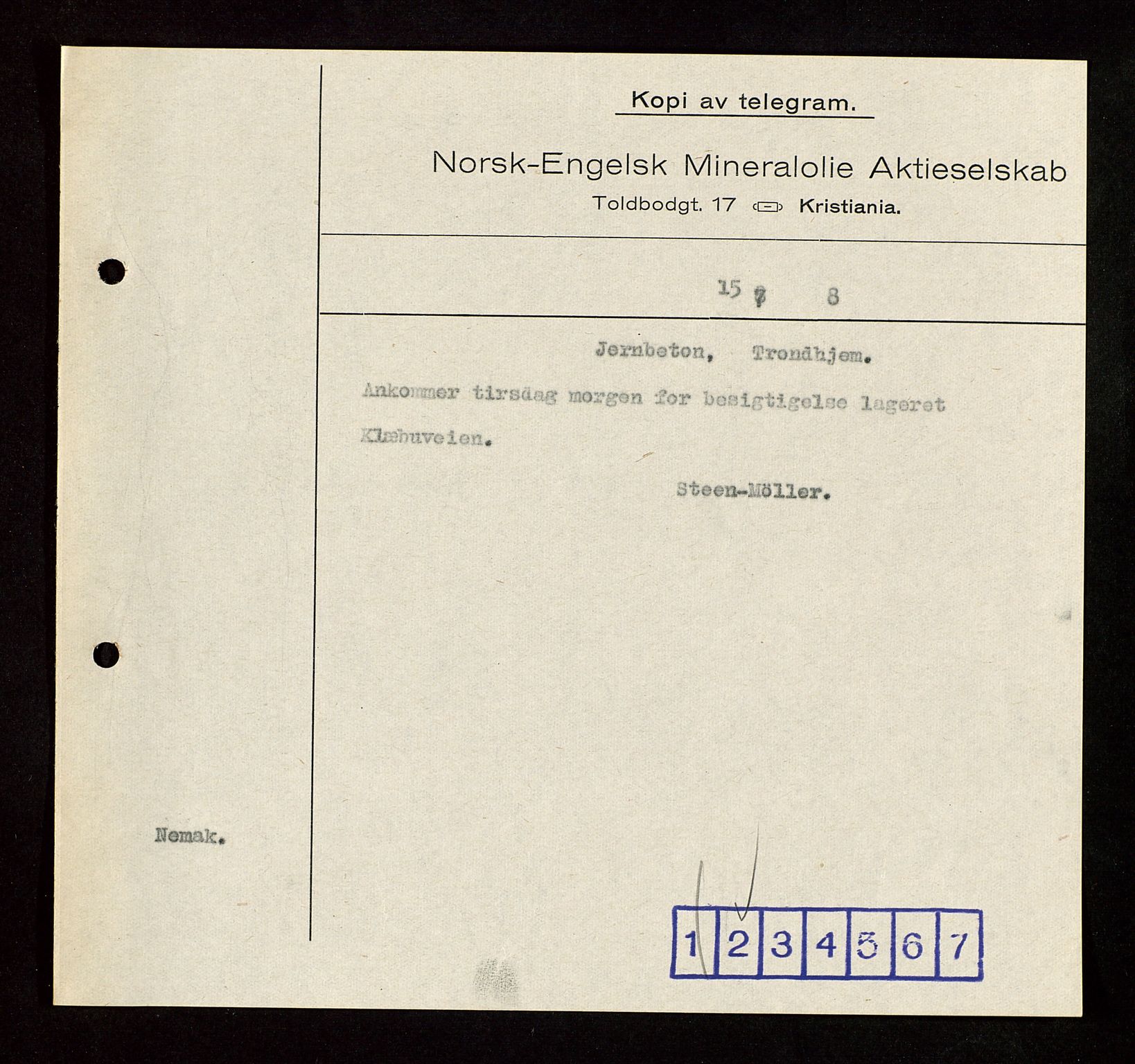 Pa 1521 - A/S Norske Shell, AV/SAST-A-101915/E/Ea/Eaa/L0003: Sjefskorrespondanse, 1918, p. 89