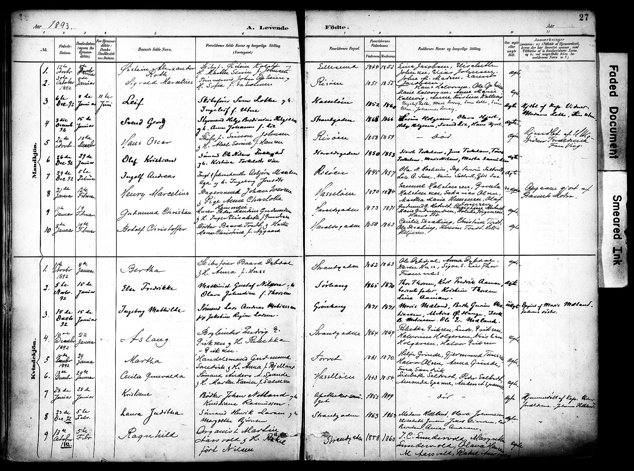 Haugesund sokneprestkontor, SAST/A -101863/H/Ha/Haa/L0006: Parish register (official) no. A 6, 1891-1907, p. 27