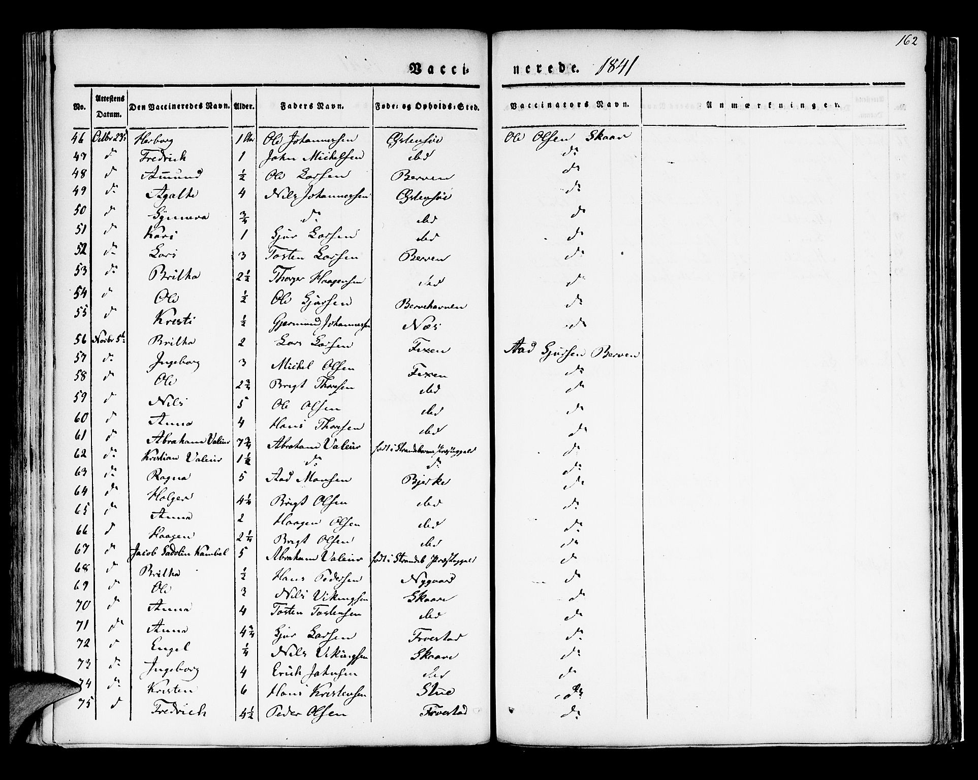 Kvam sokneprestembete, SAB/A-76201/H/Haa: Parish register (official) no. A 7, 1832-1843, p. 162