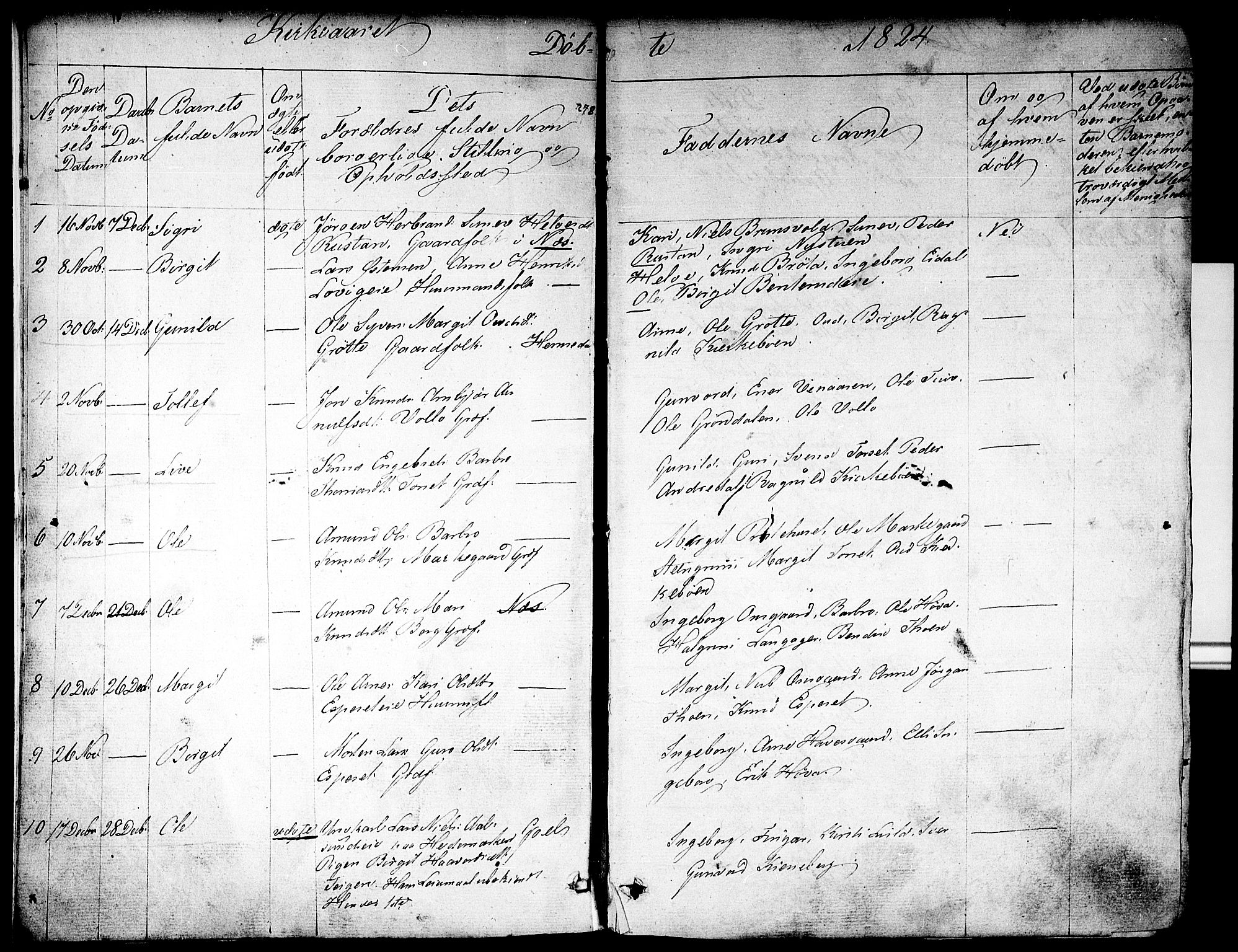 Nes kirkebøker, SAKO/A-236/F/Fa/L0008: Parish register (official) no. 8, 1824-1834, p. 2-3