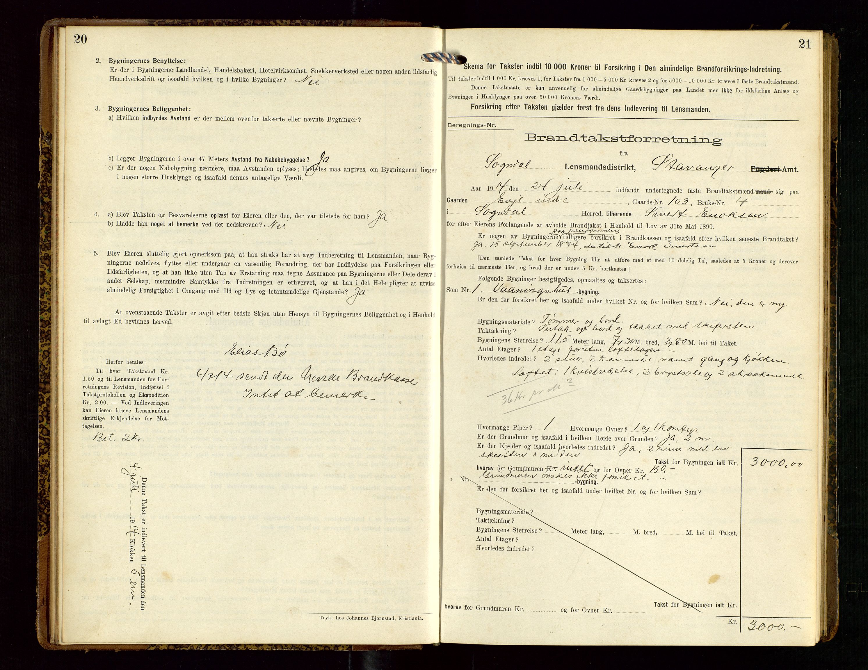 Sokndal lensmannskontor, AV/SAST-A-100417/Gob/L0003: "Brandtakst-Protokol", 1914-1917, p. 20-21