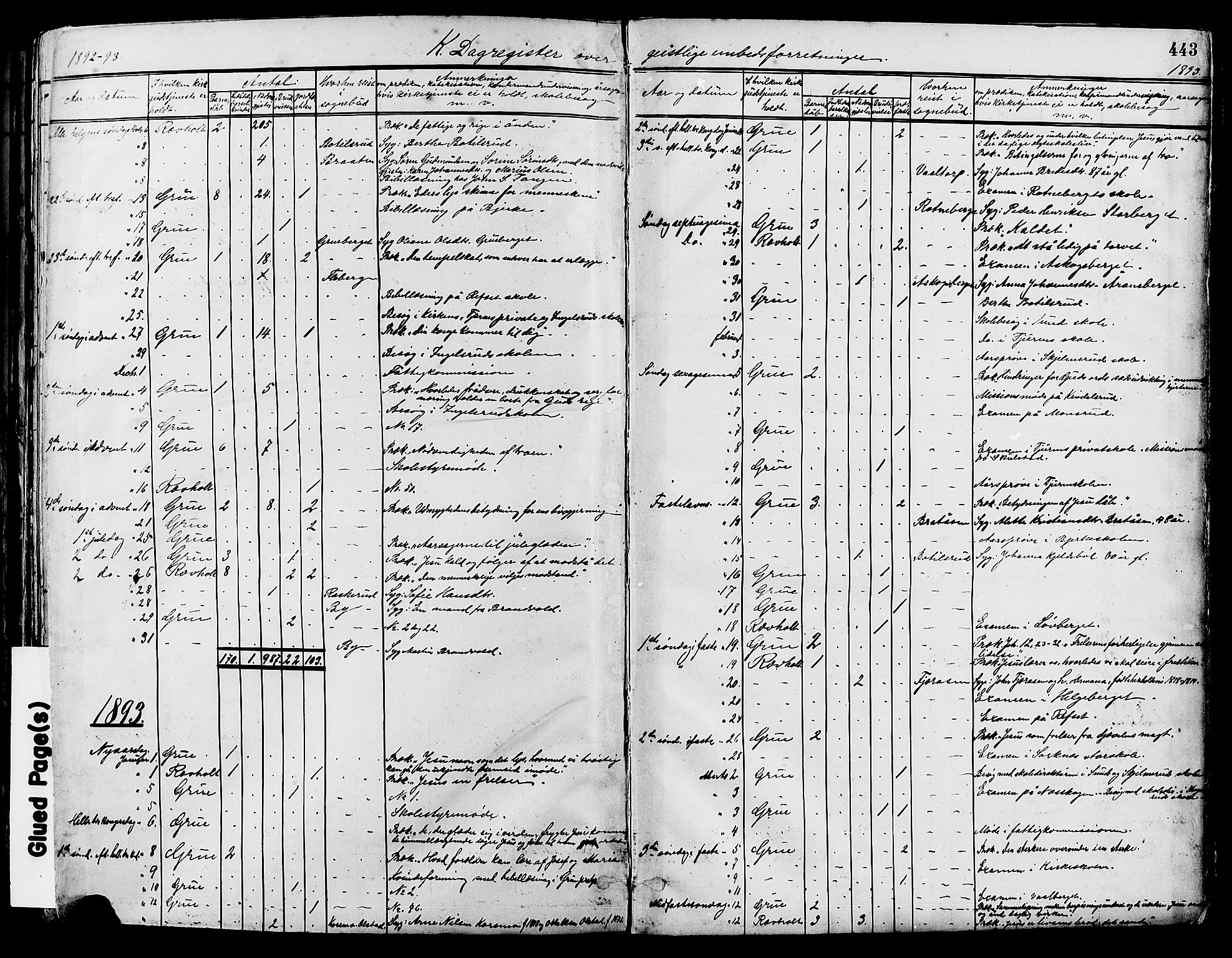 Grue prestekontor, SAH/PREST-036/H/Ha/Haa/L0012: Parish register (official) no. 12, 1881-1897, p. 443