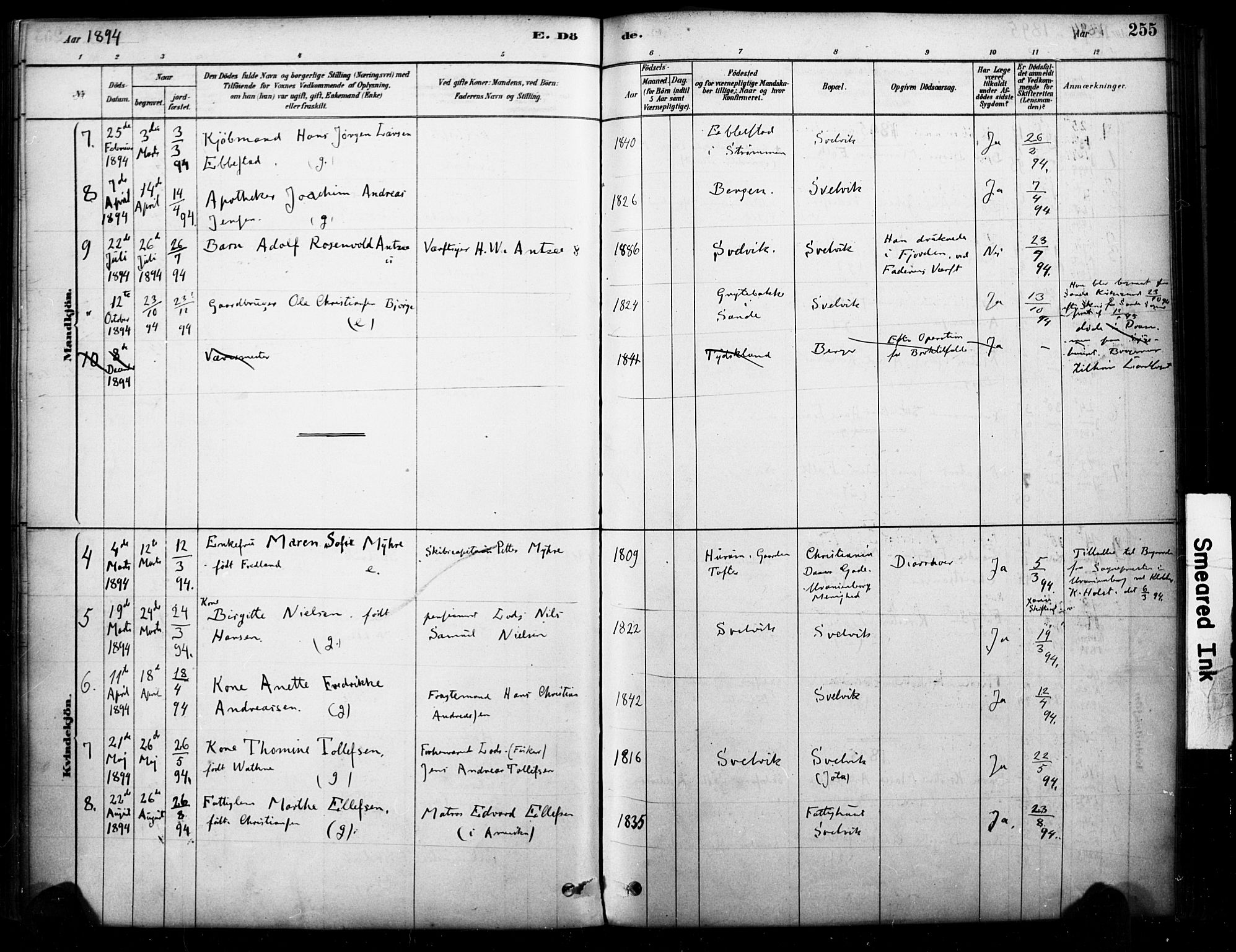 Strømm kirkebøker, SAKO/A-322/F/Fb/L0001: Parish register (official) no. II 1, 1878-1899, p. 255