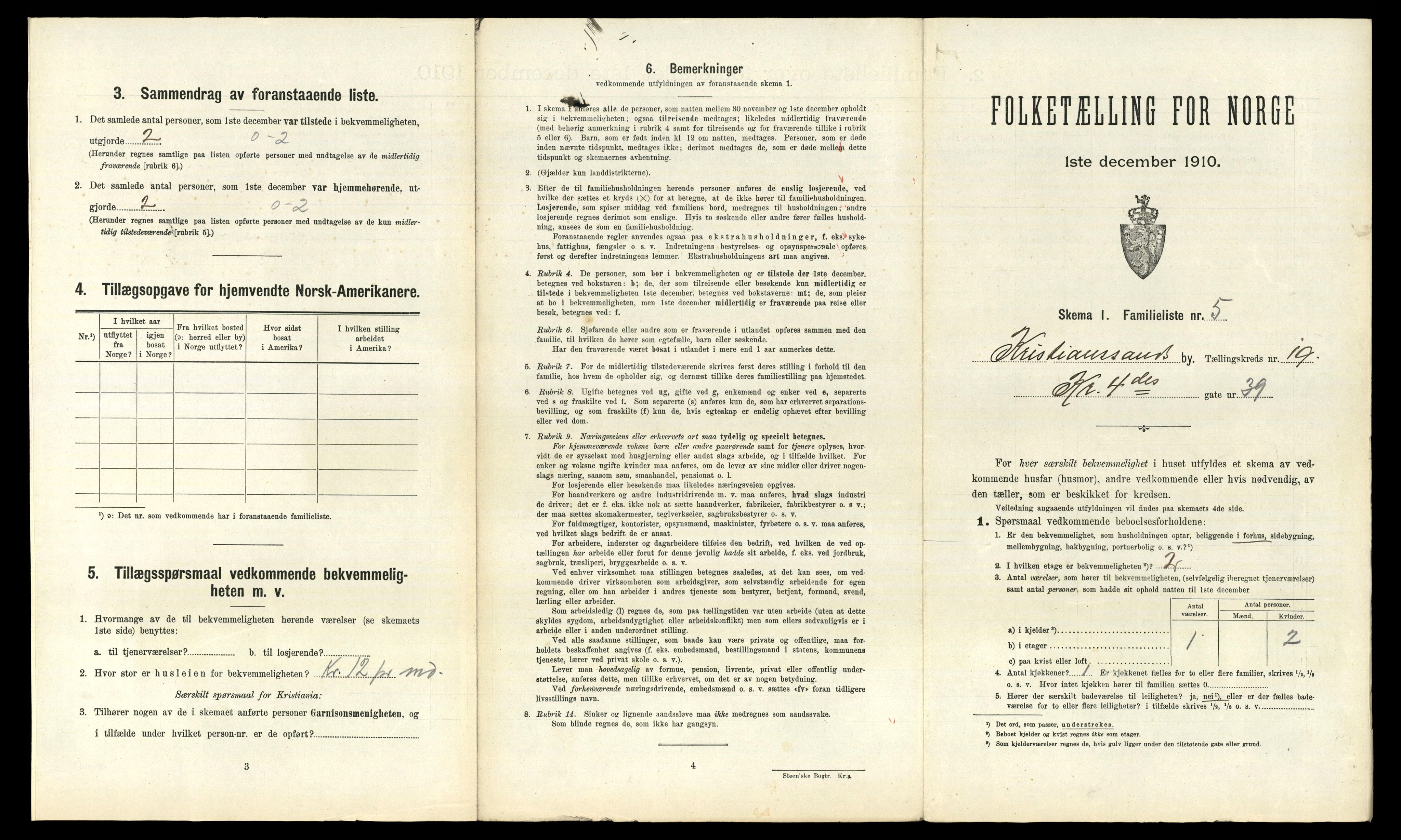 RA, 1910 census for Kristiansand, 1910, p. 4950