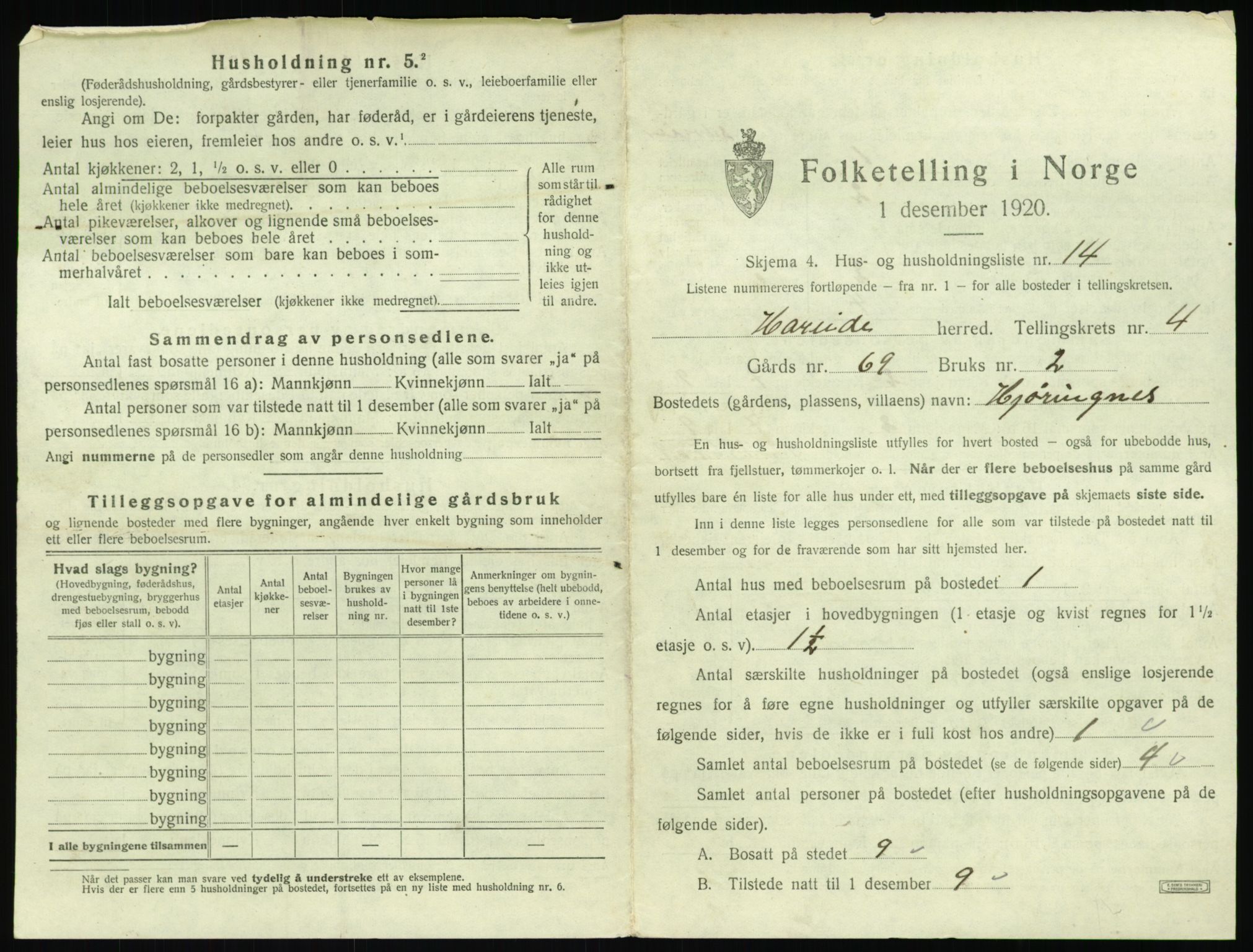 SAT, 1920 census for Hareid, 1920, p. 235