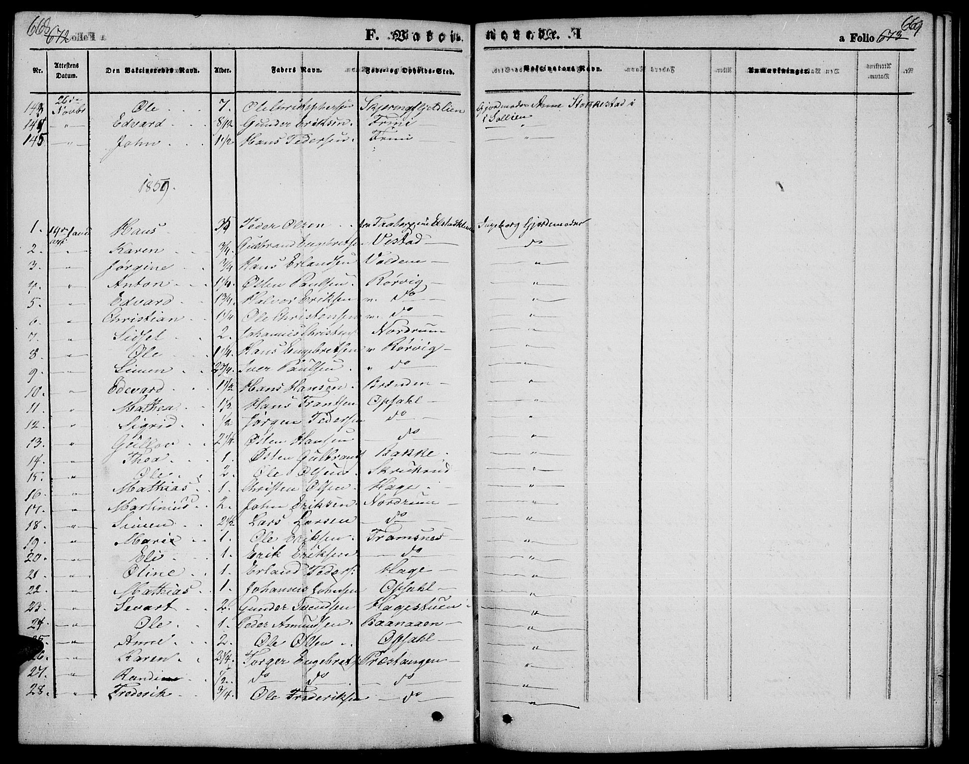 Ringebu prestekontor, SAH/PREST-082/H/Ha/Hab/L0003: Parish register (copy) no. 3, 1854-1866, p. 668-669