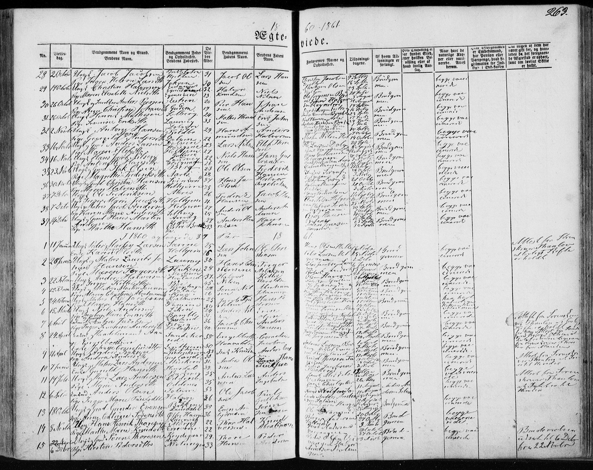 Brunlanes kirkebøker, AV/SAKO-A-342/F/Fa/L0004: Parish register (official) no. I 4, 1846-1862, p. 263