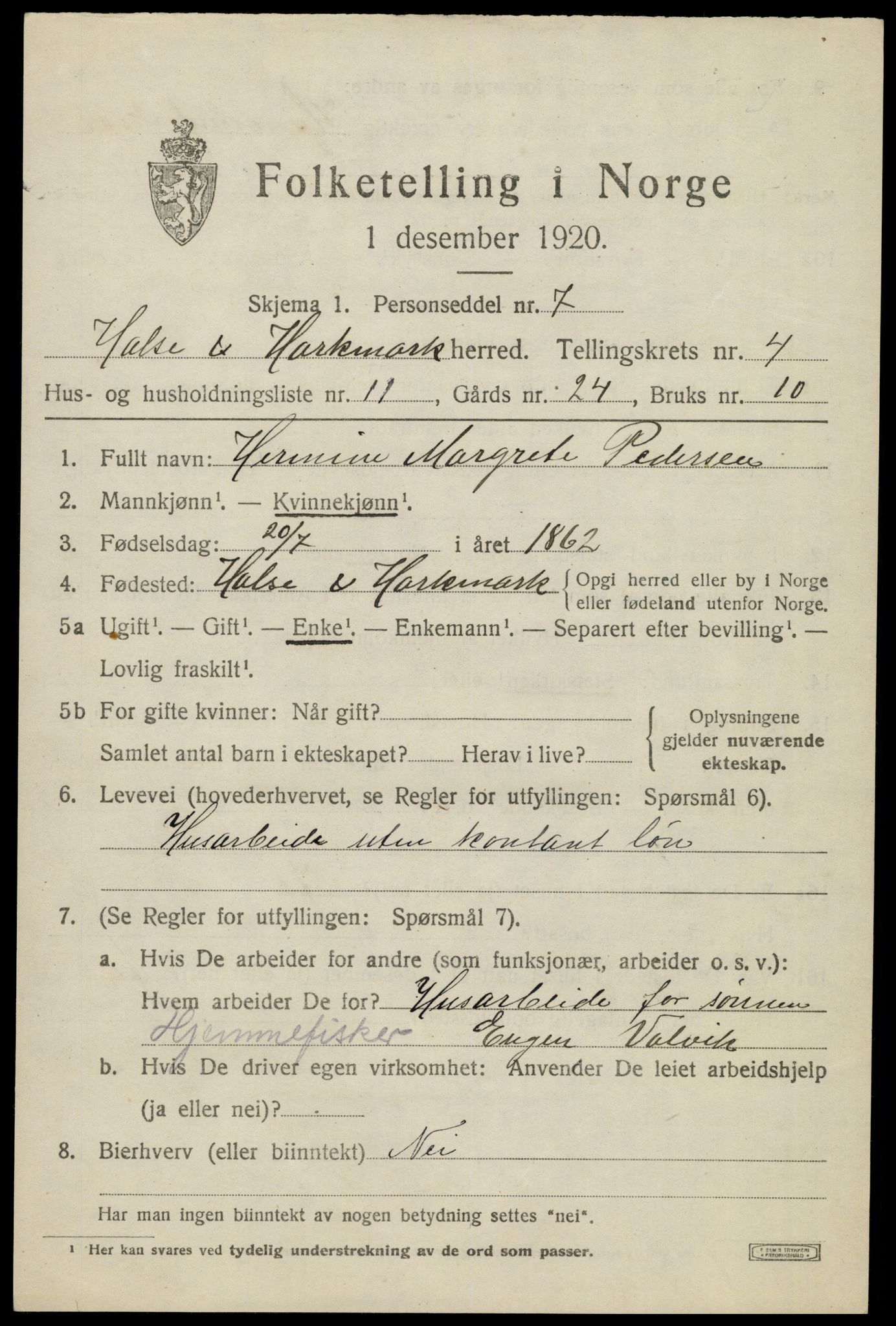 SAK, 1920 census for Halse og Harkmark, 1920, p. 2956